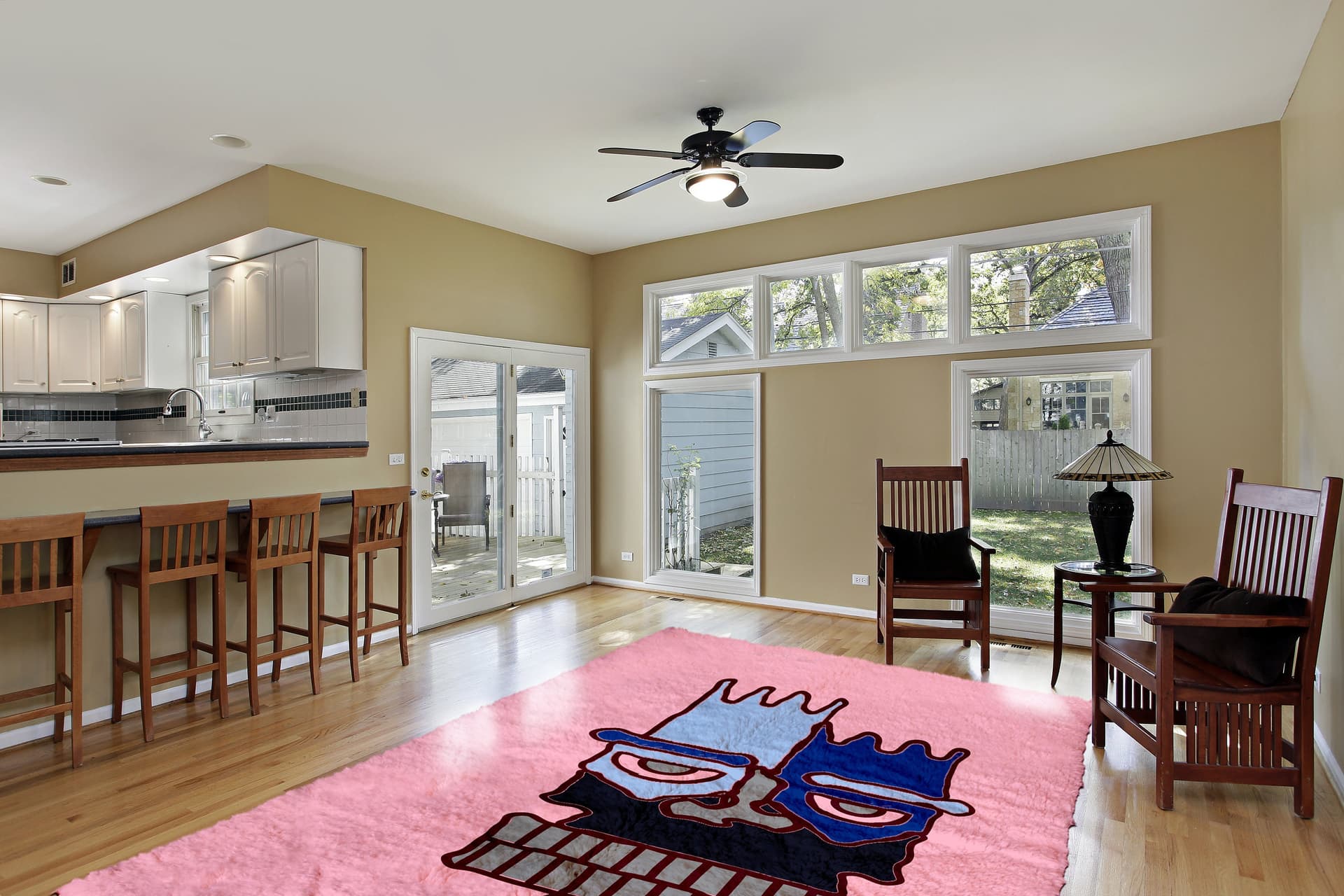 Pink Face Motif Rug