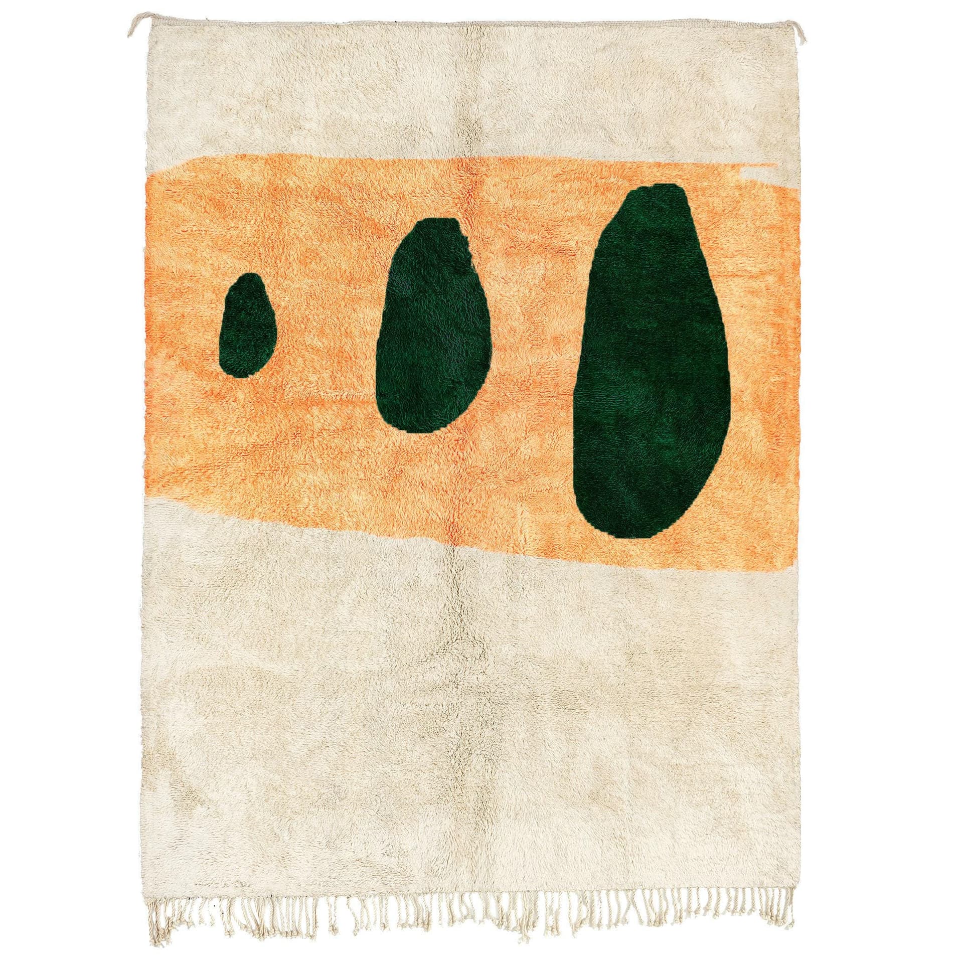 Ivory Green Stone Beni Mrirt Rug
