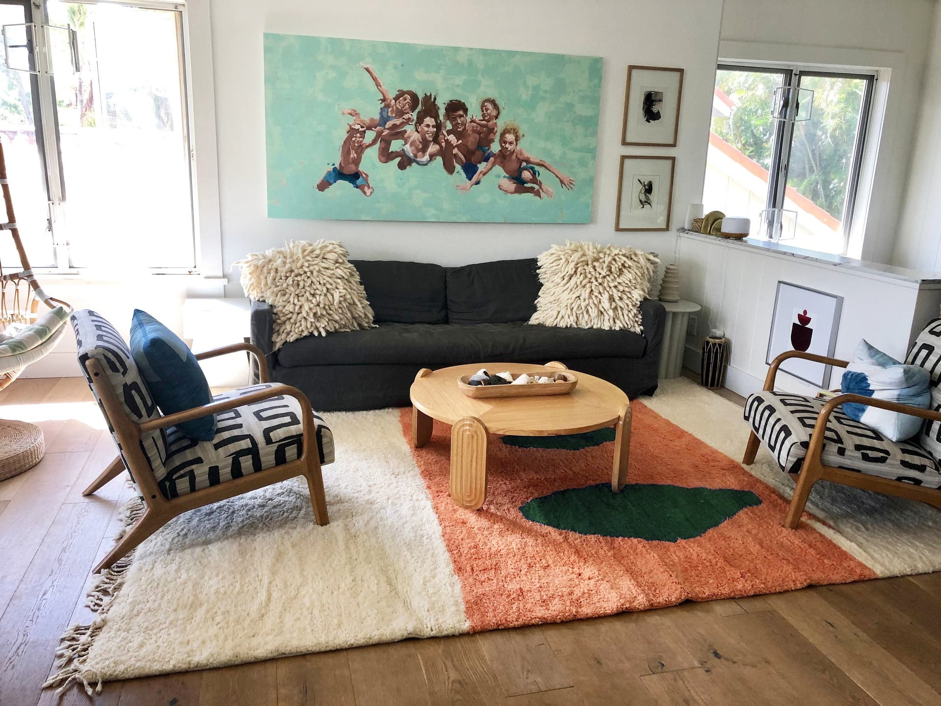 Ivory Green Stone Beni Mrirt Rug