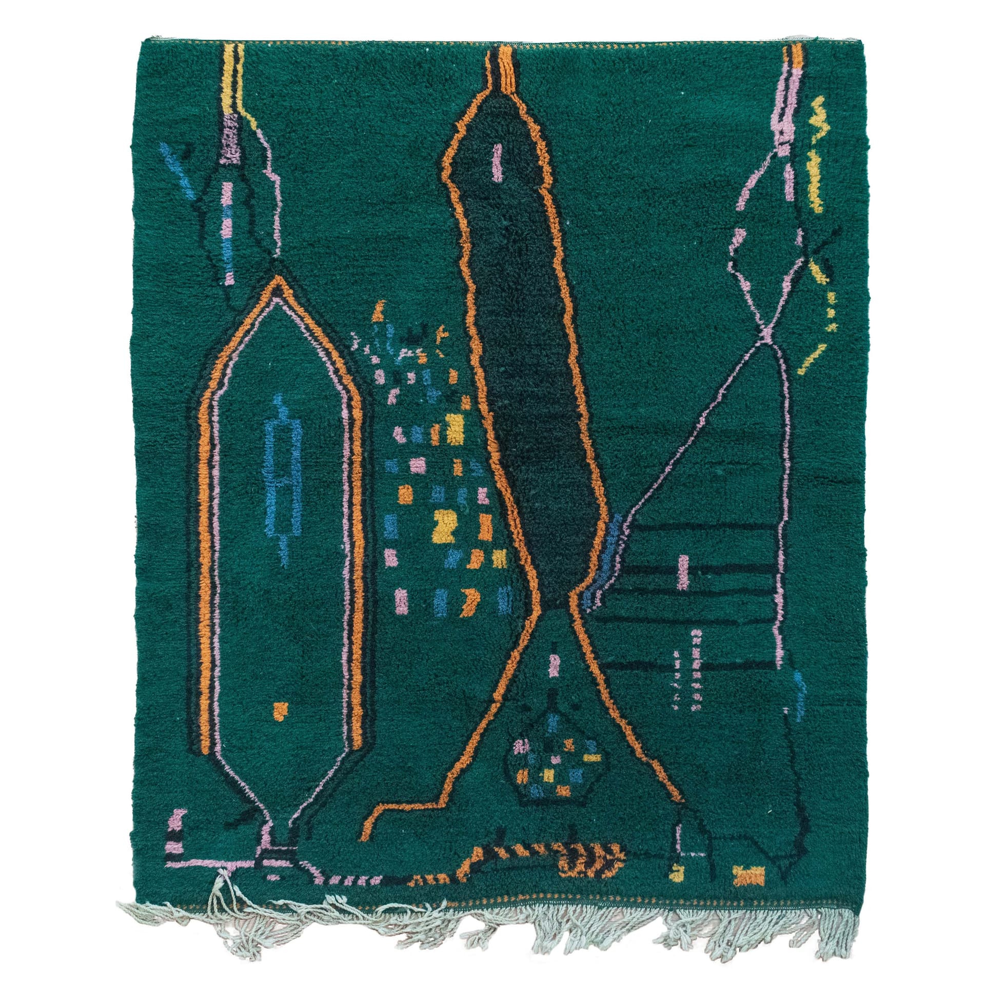 Emerald Abstract Linework Rug