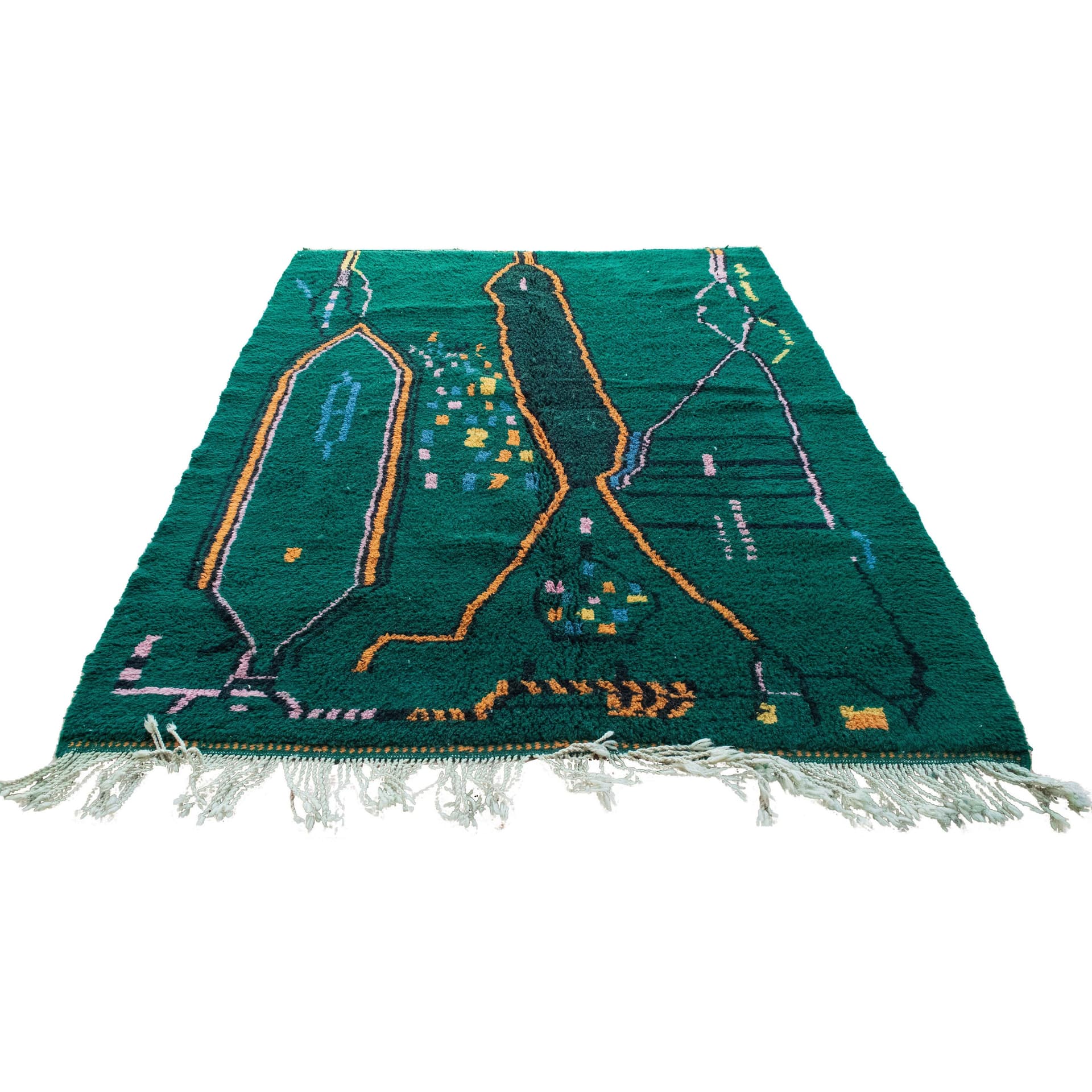 Emerald Abstract Linework Rug