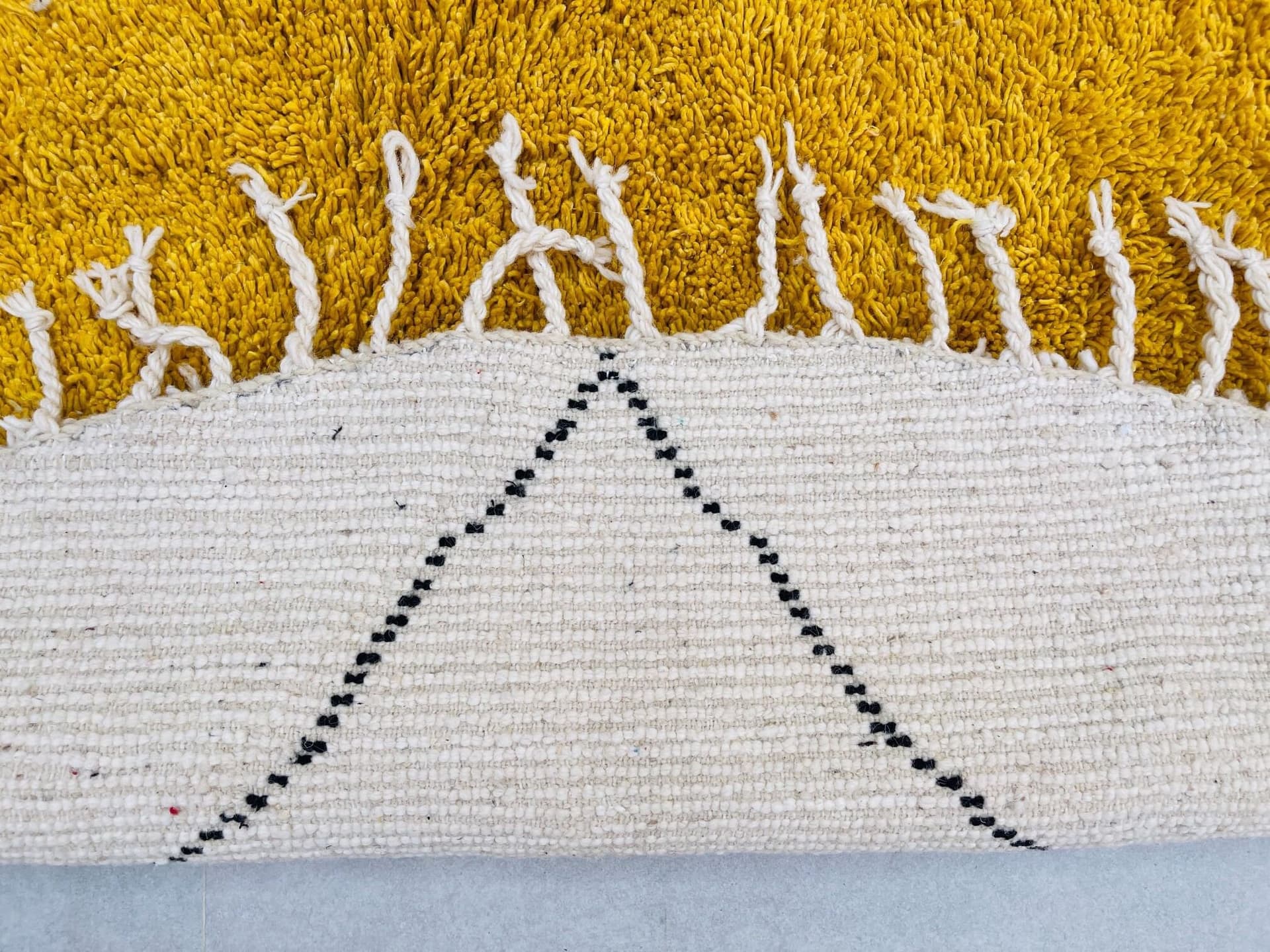 Yellow Diamond Round Beni Ourain Rug