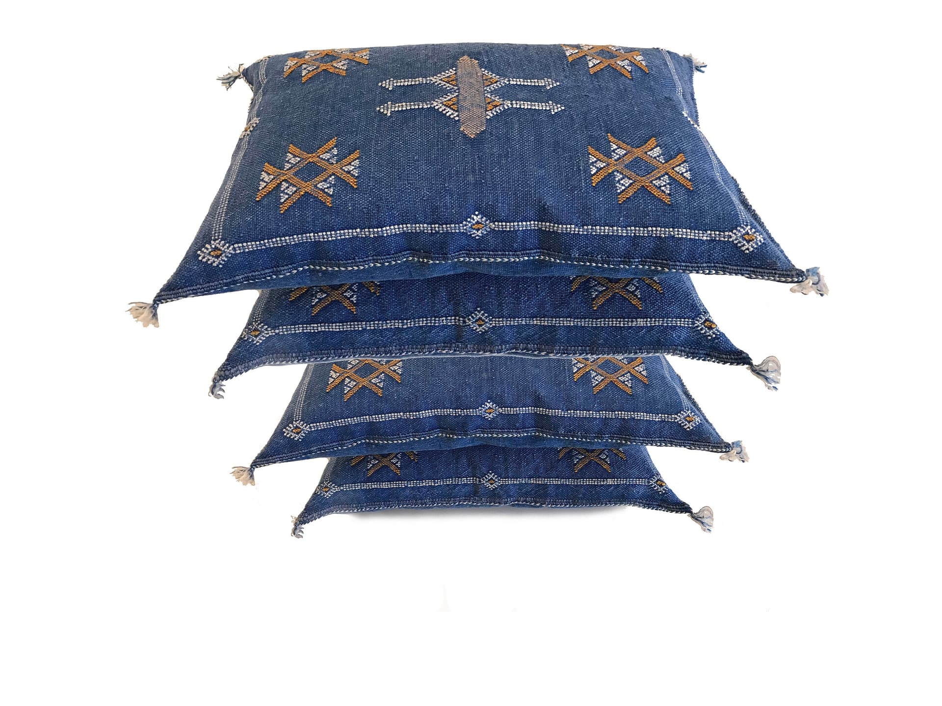 Blue silk pillow, Moroccan Sabra cushion, handmade cactus silk pillow, Berber Sabra cushion, Pillow Throw, Moroccan Lumbar Sabra Cushion