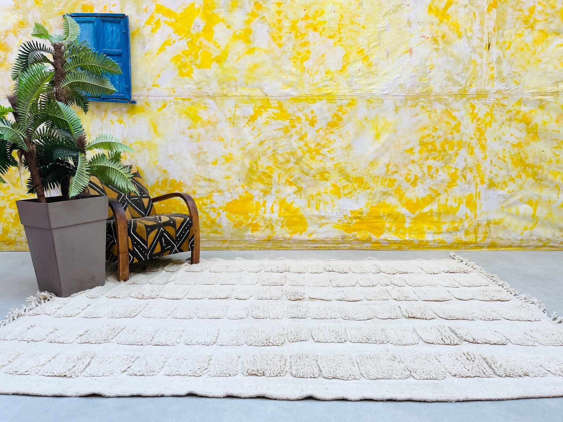 Neutral Grid Beni Ourain Rug