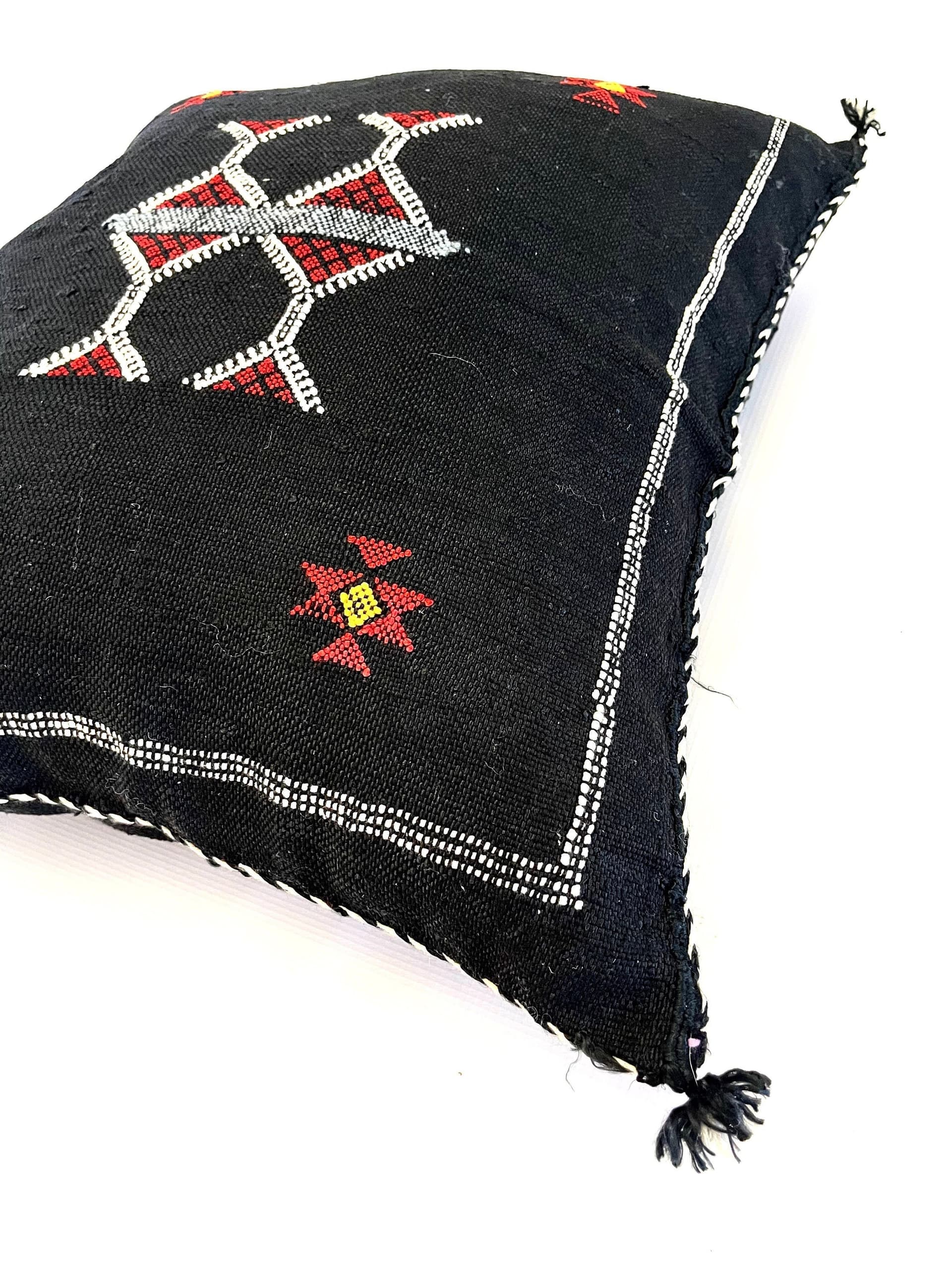 Black Moroccan Cactus Silk Pillow ALL SIZES