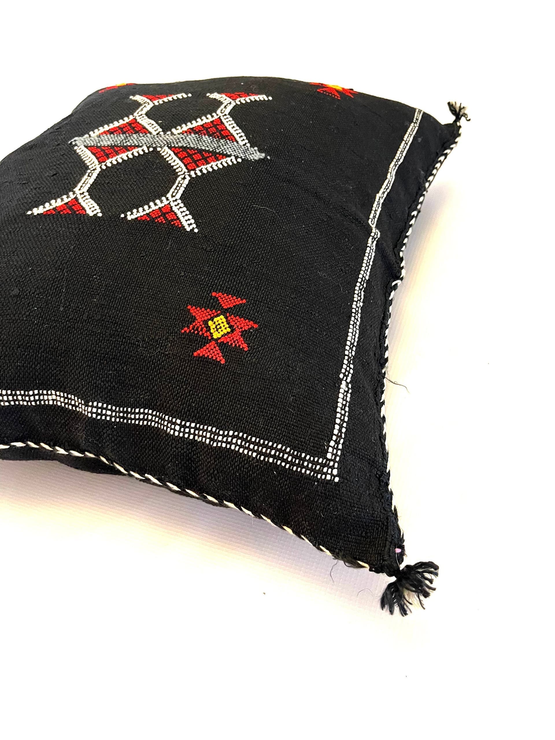 Black Moroccan Cactus Silk Pillow ALL SIZES