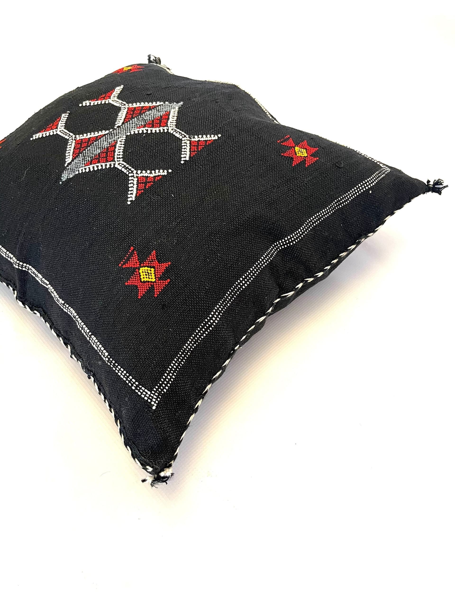 Black Moroccan Cactus Silk Pillow ALL SIZES