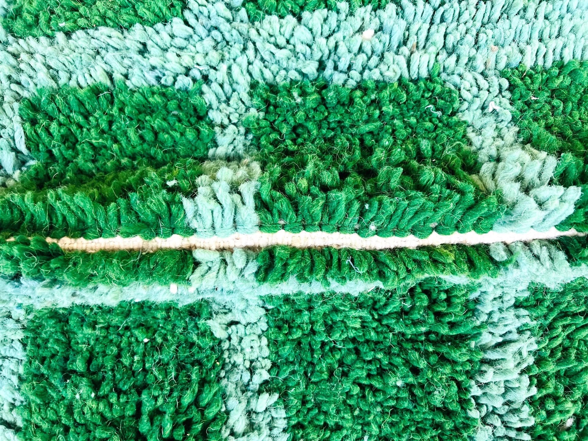 Green Fringed Grid Beni Ourain Rug