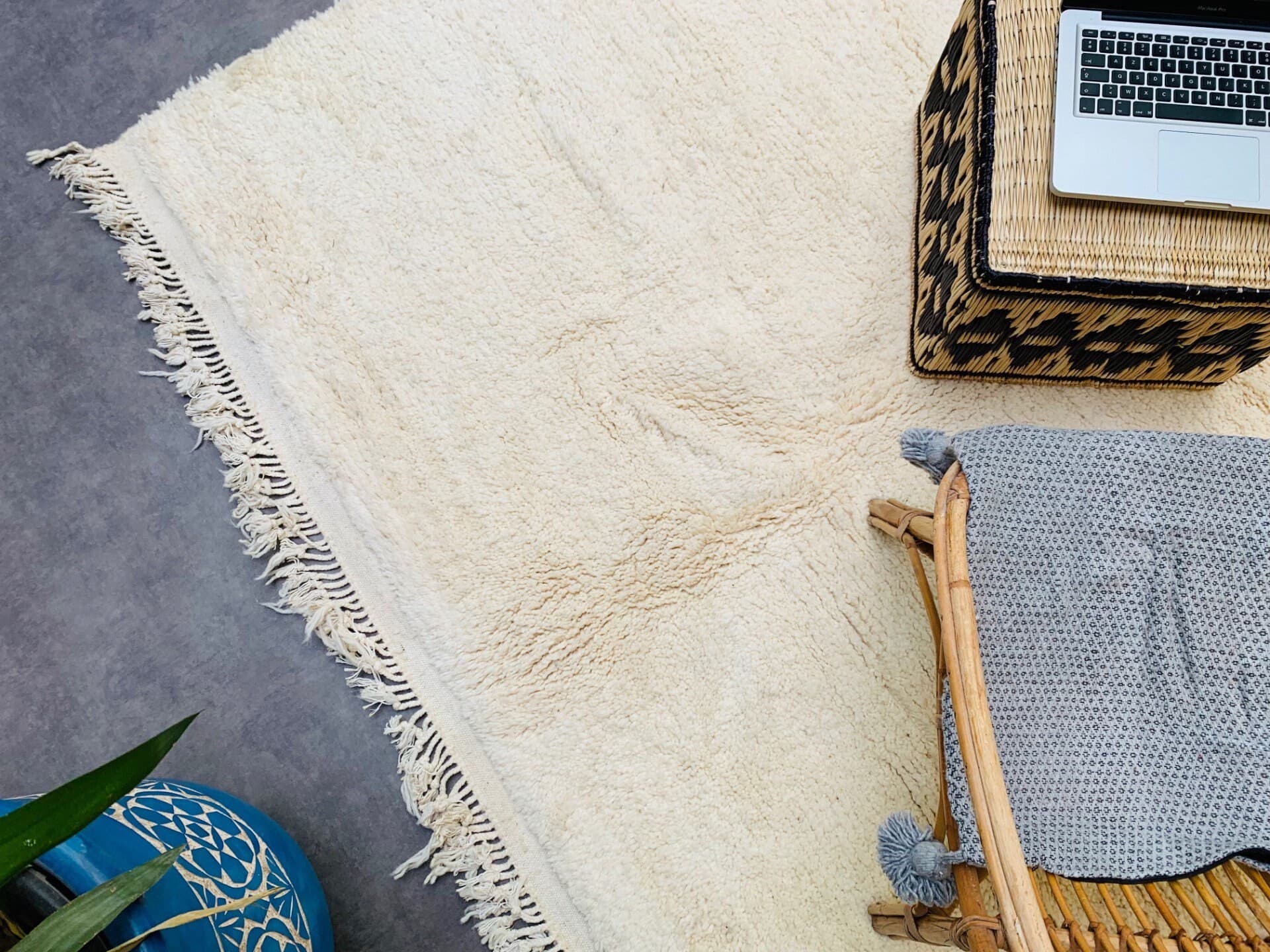 Beni ourain white carpet, Berber Moroccan rug