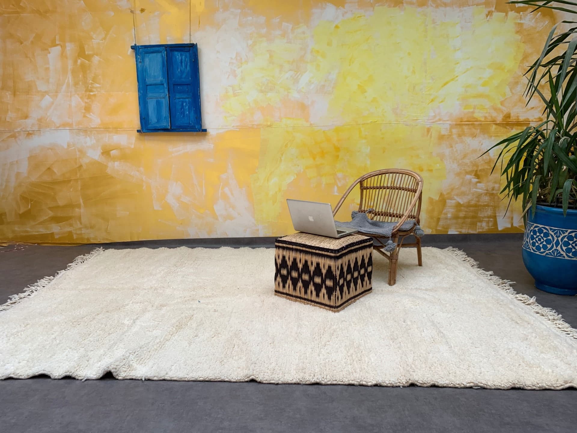 Beni ourain white carpet, Berber Moroccan rug