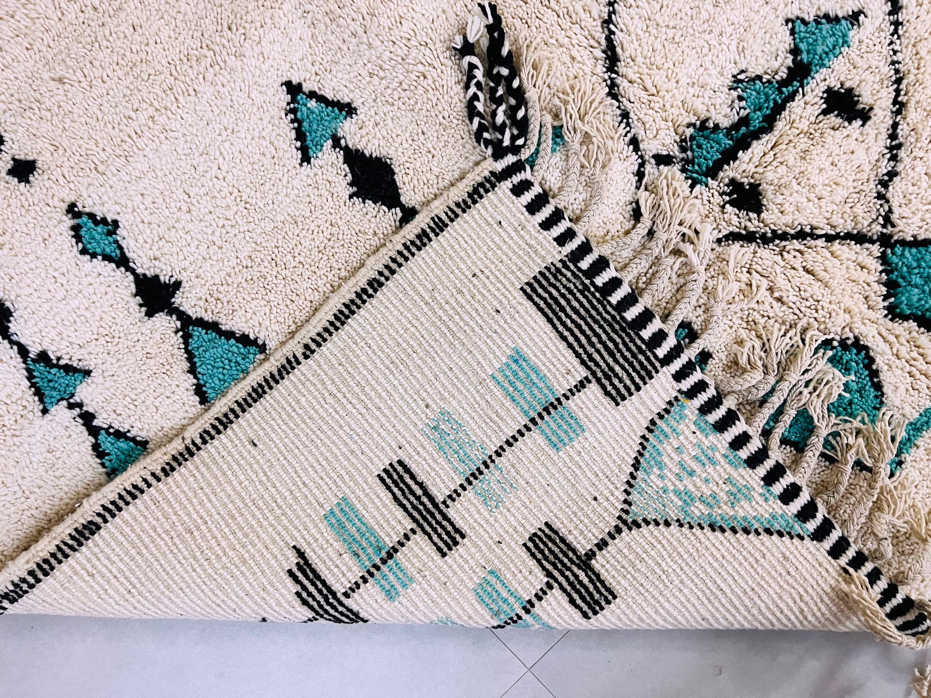 Moroccan Berber rug - Beni ourain rug - Custom area rug - handmade White rug