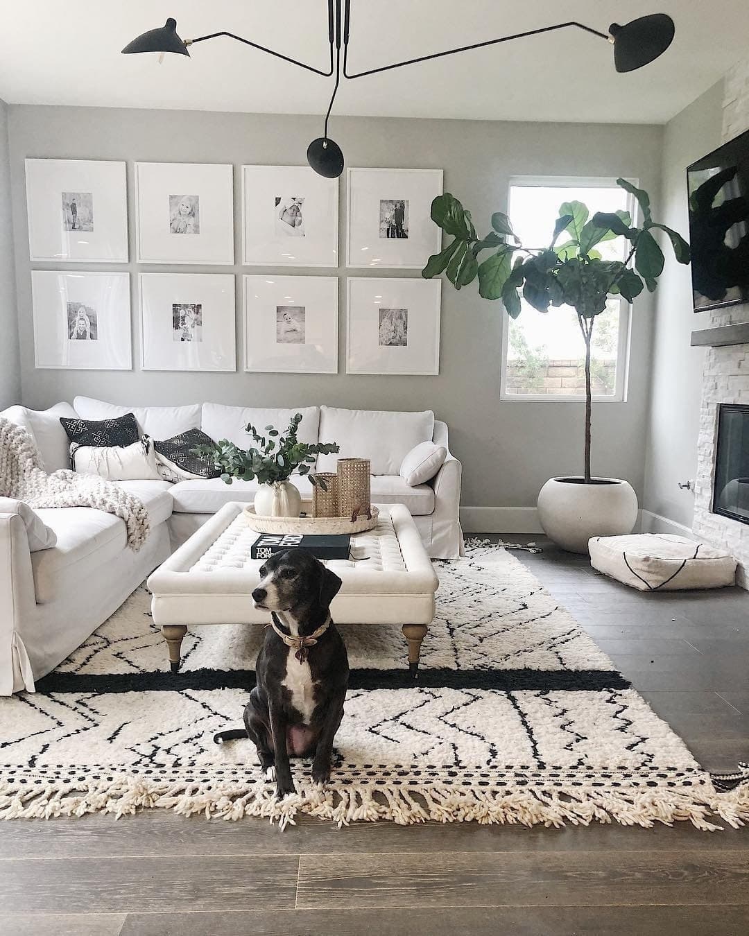 Ivory Banded Beni Ourain Rug