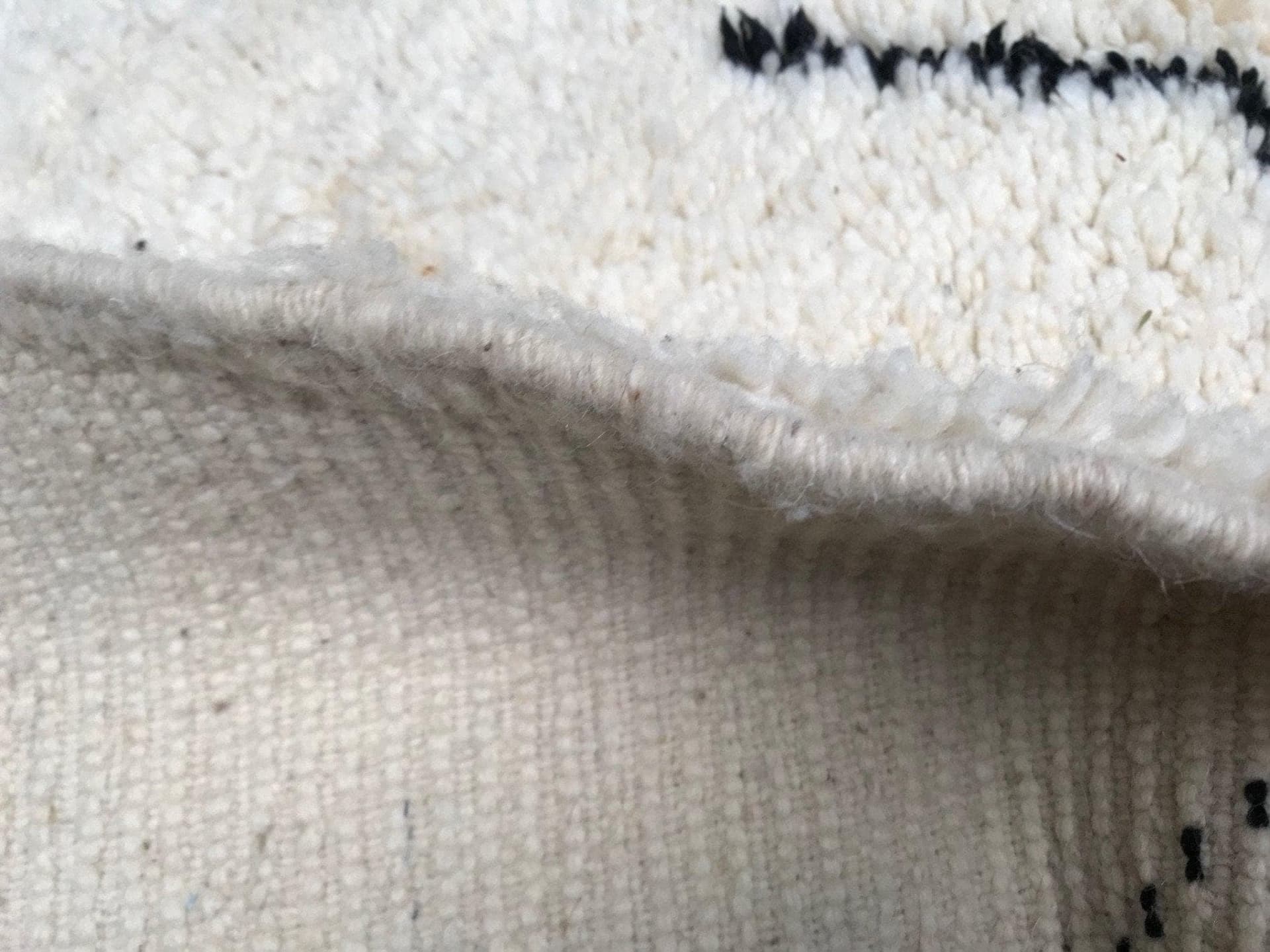 Ivory Banded Beni Ourain Rug
