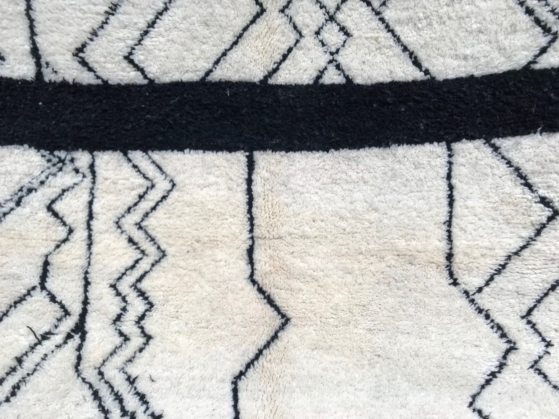 Ivory Banded Beni Ourain Rug