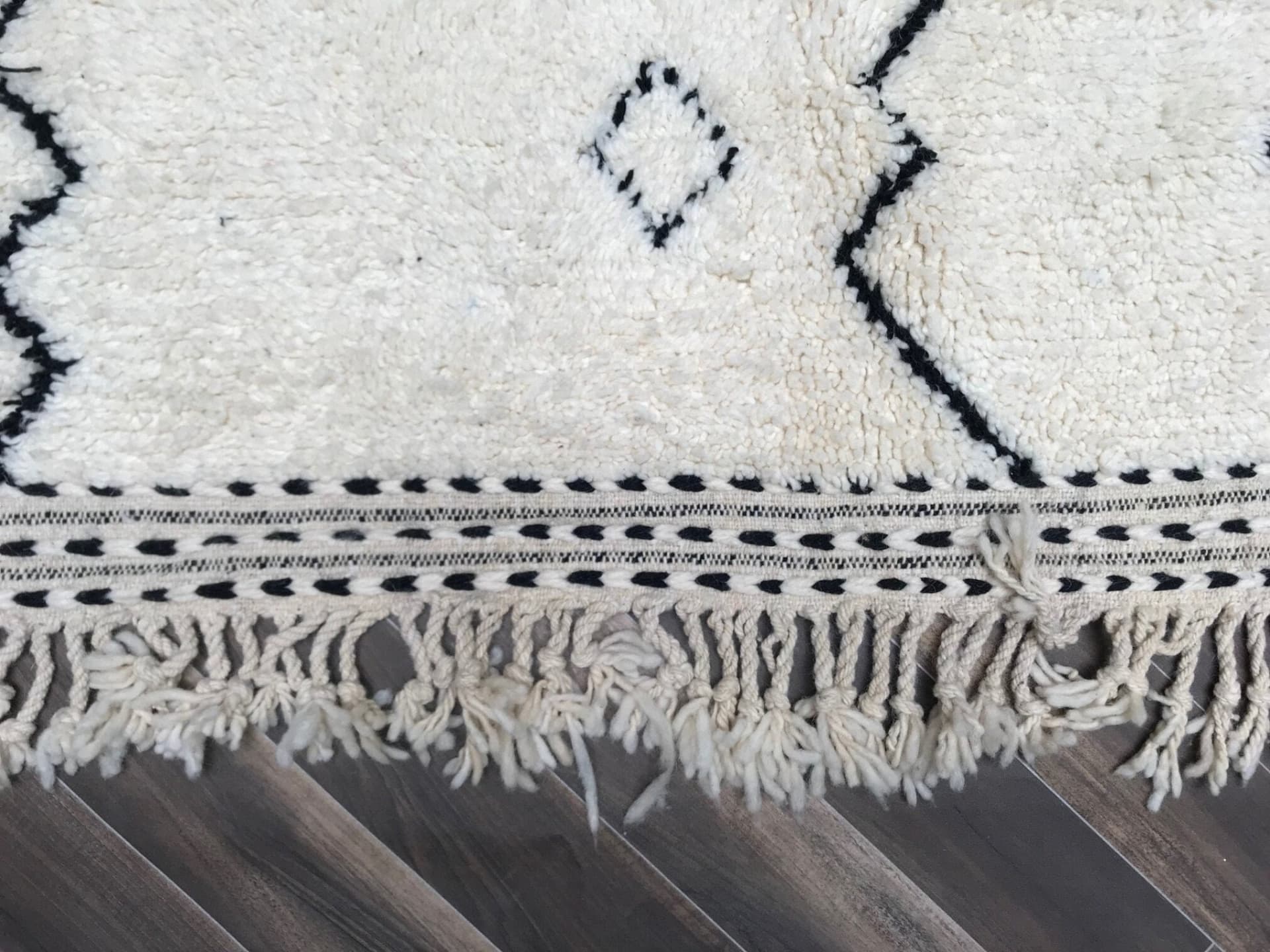 Ivory Banded Beni Ourain Rug