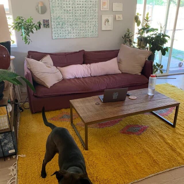 Yellow Diamond Motif Beni Ourain Rug