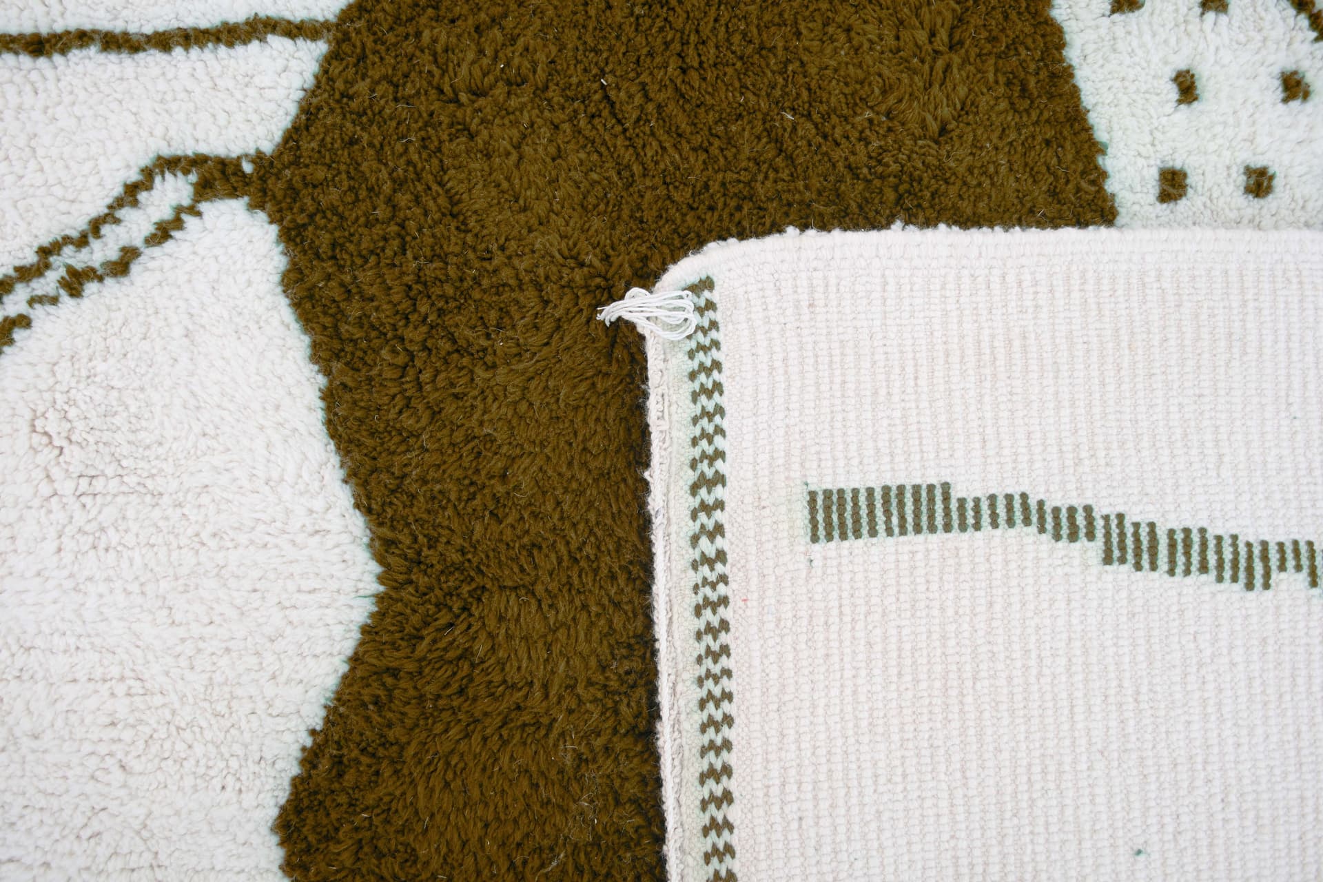 Ivory Brown Abstract Beni Ourain Rug