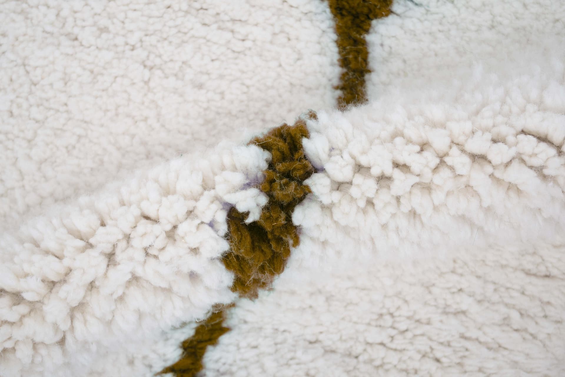 Ivory Brown Abstract Beni Ourain Rug