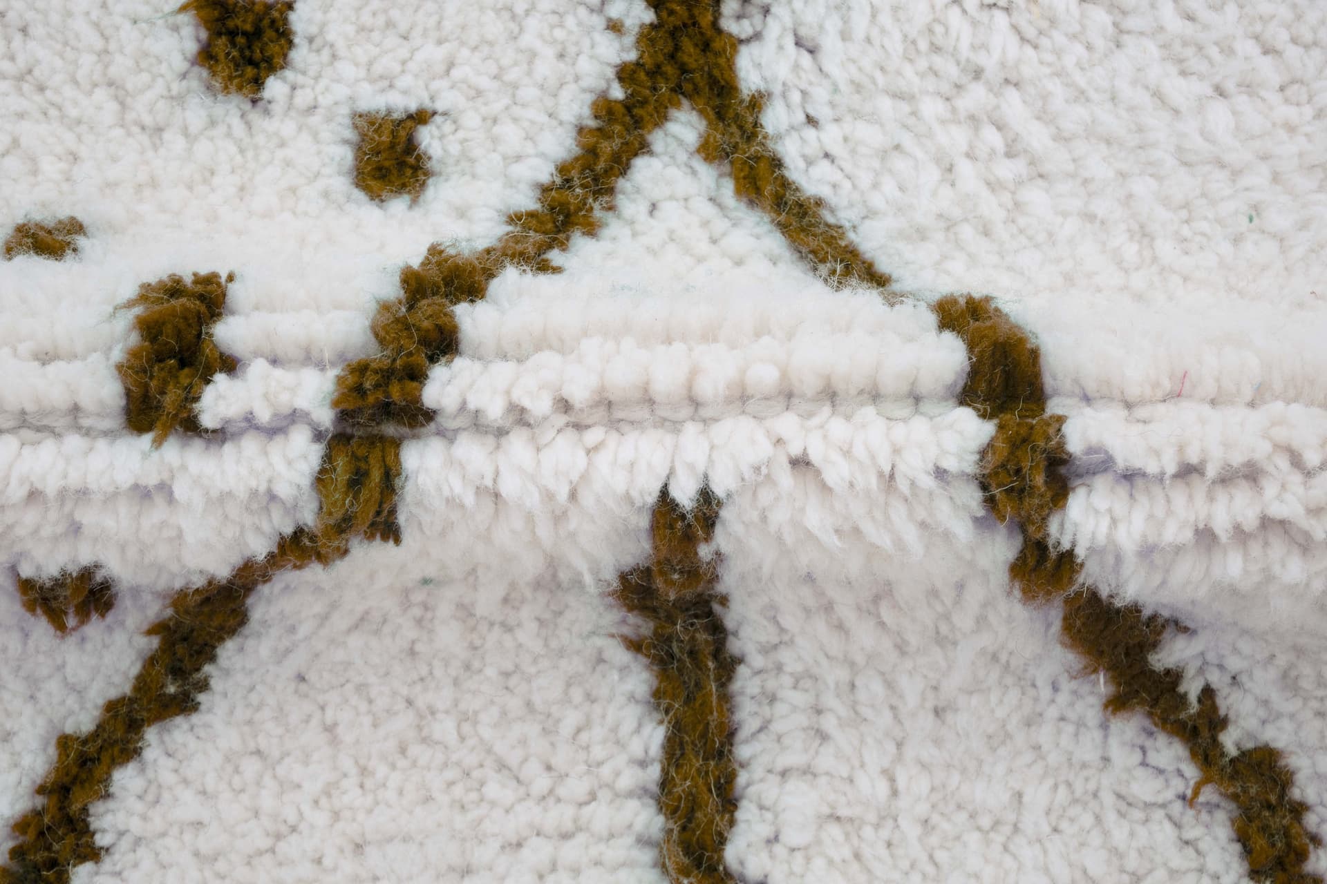 Ivory Brown Abstract Beni Ourain Rug