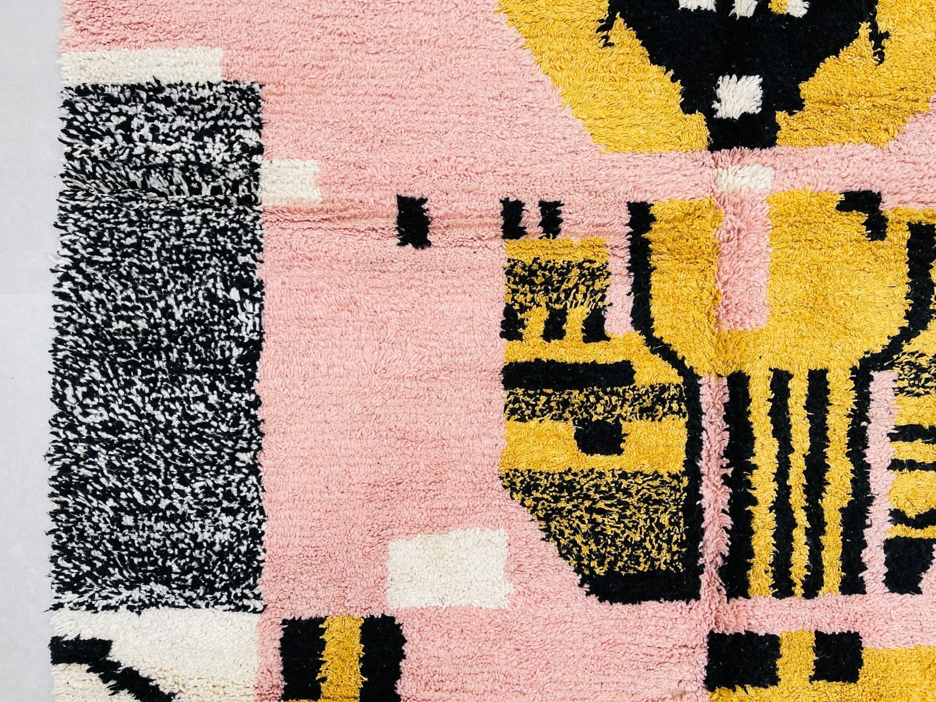 Pink Yellow Abstract Beni Ourain Rug