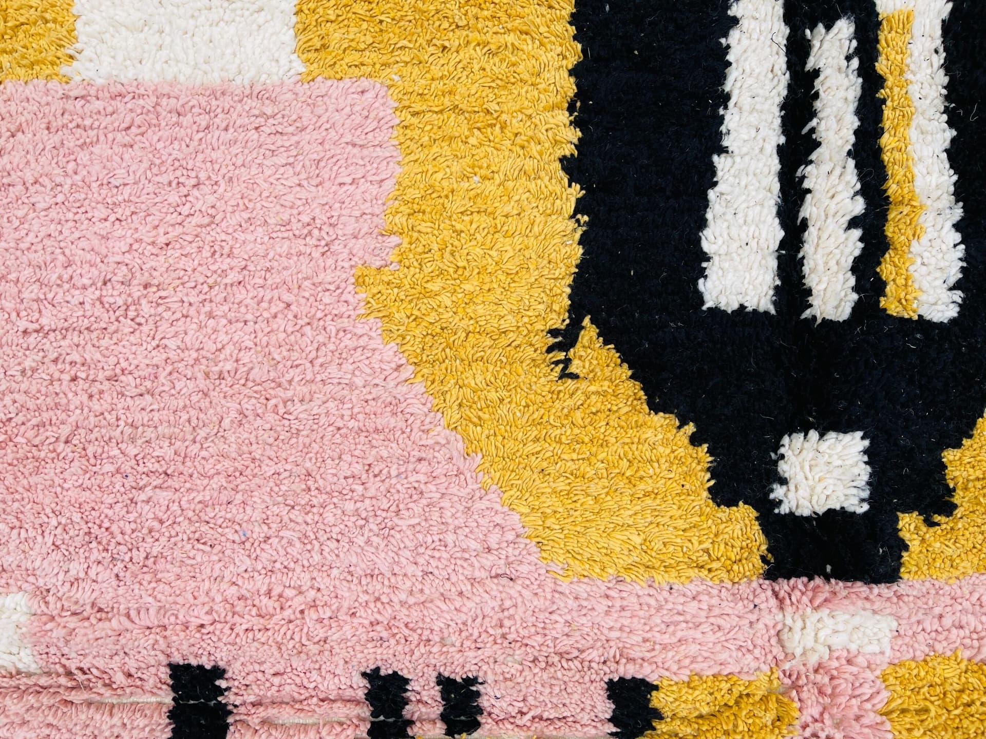 Pink Yellow Abstract Beni Ourain Rug