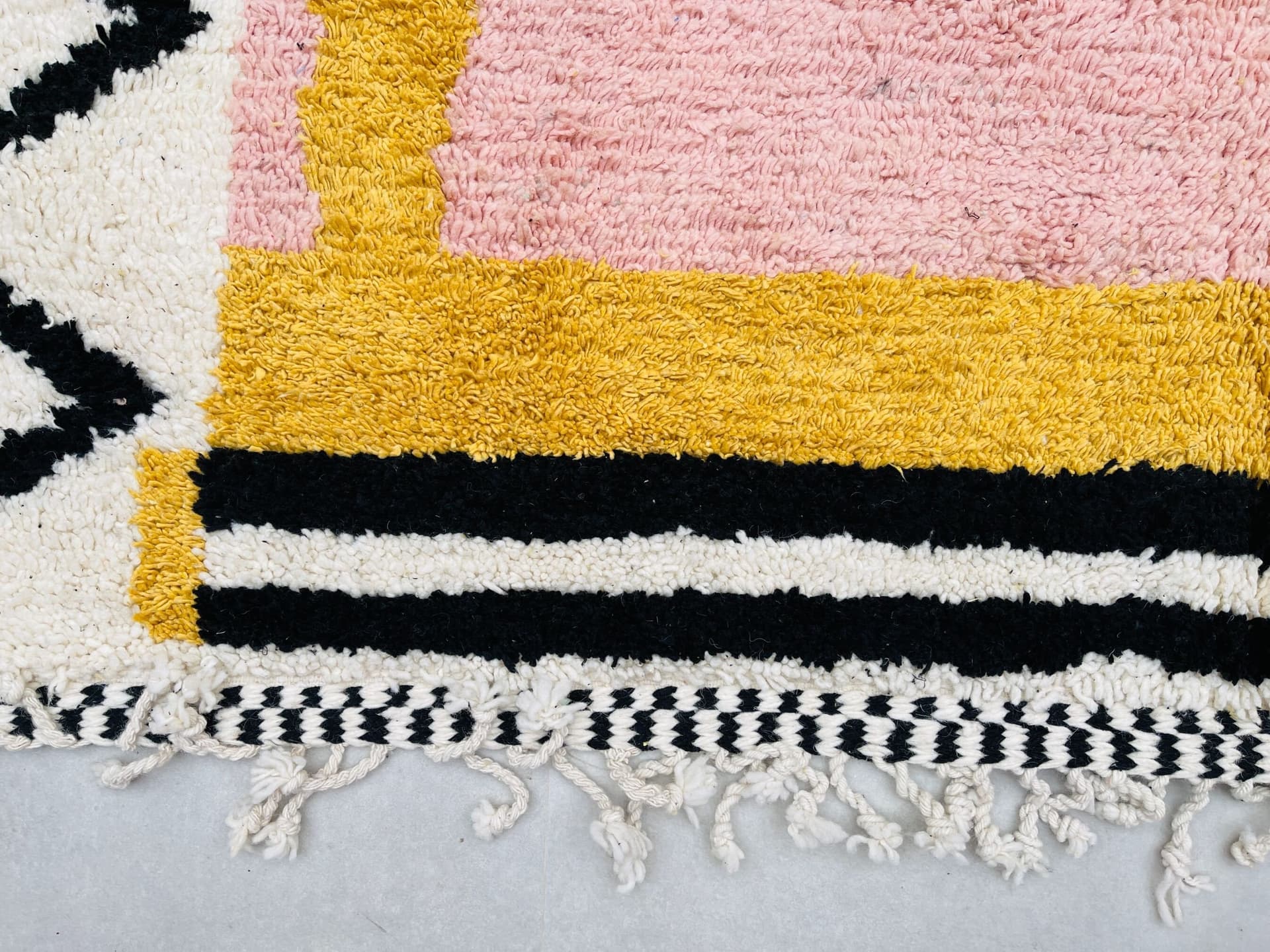 Pink Yellow Abstract Beni Ourain Rug