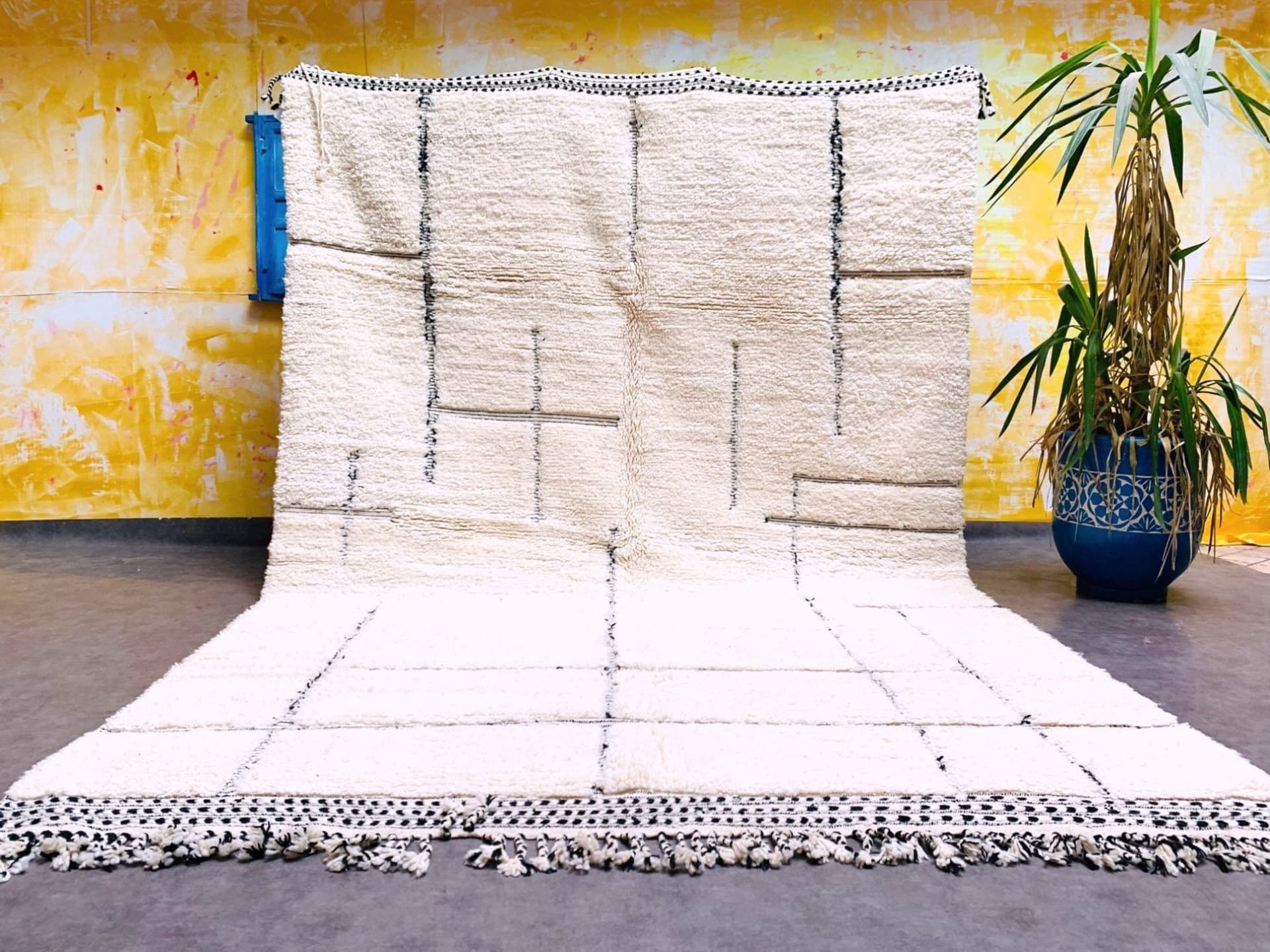 Ivory Black Lined Beni Ourain Rug