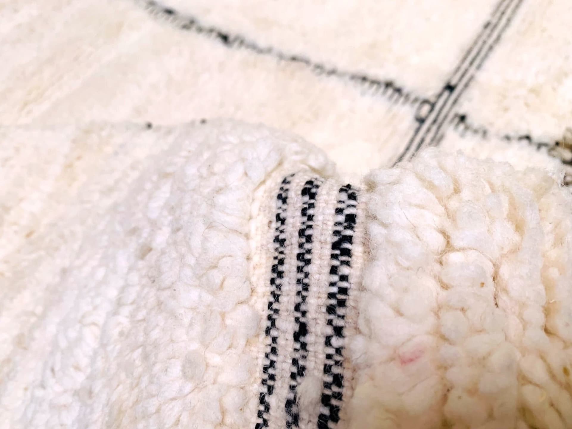 Ivory Black Lined Beni Ourain Rug