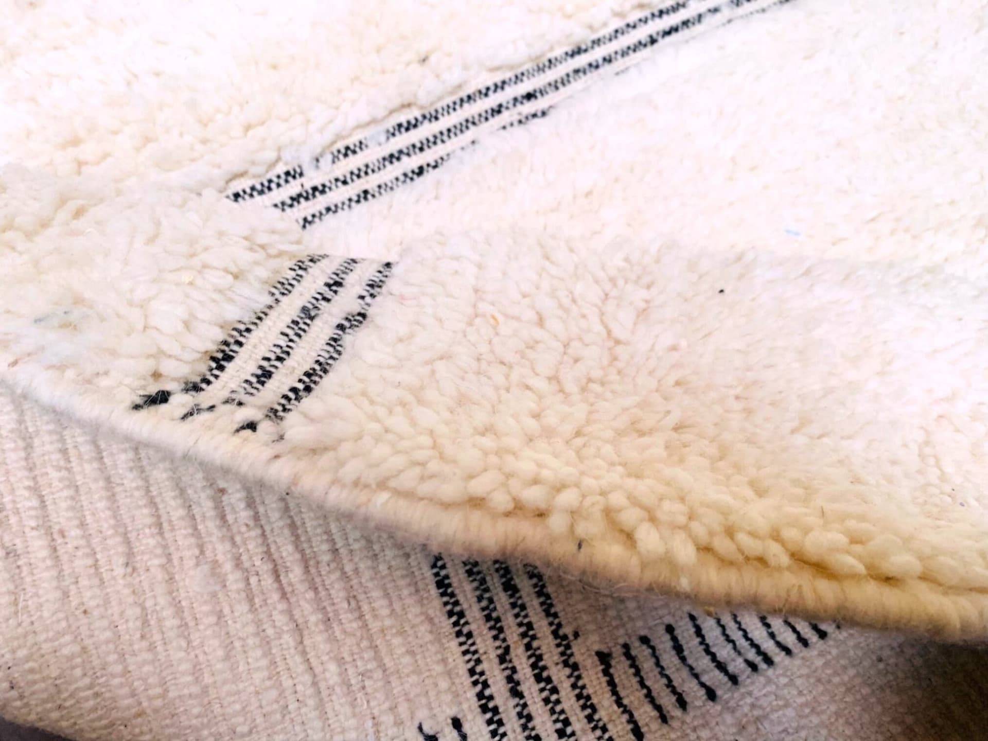 Ivory Black Lined Beni Ourain Rug