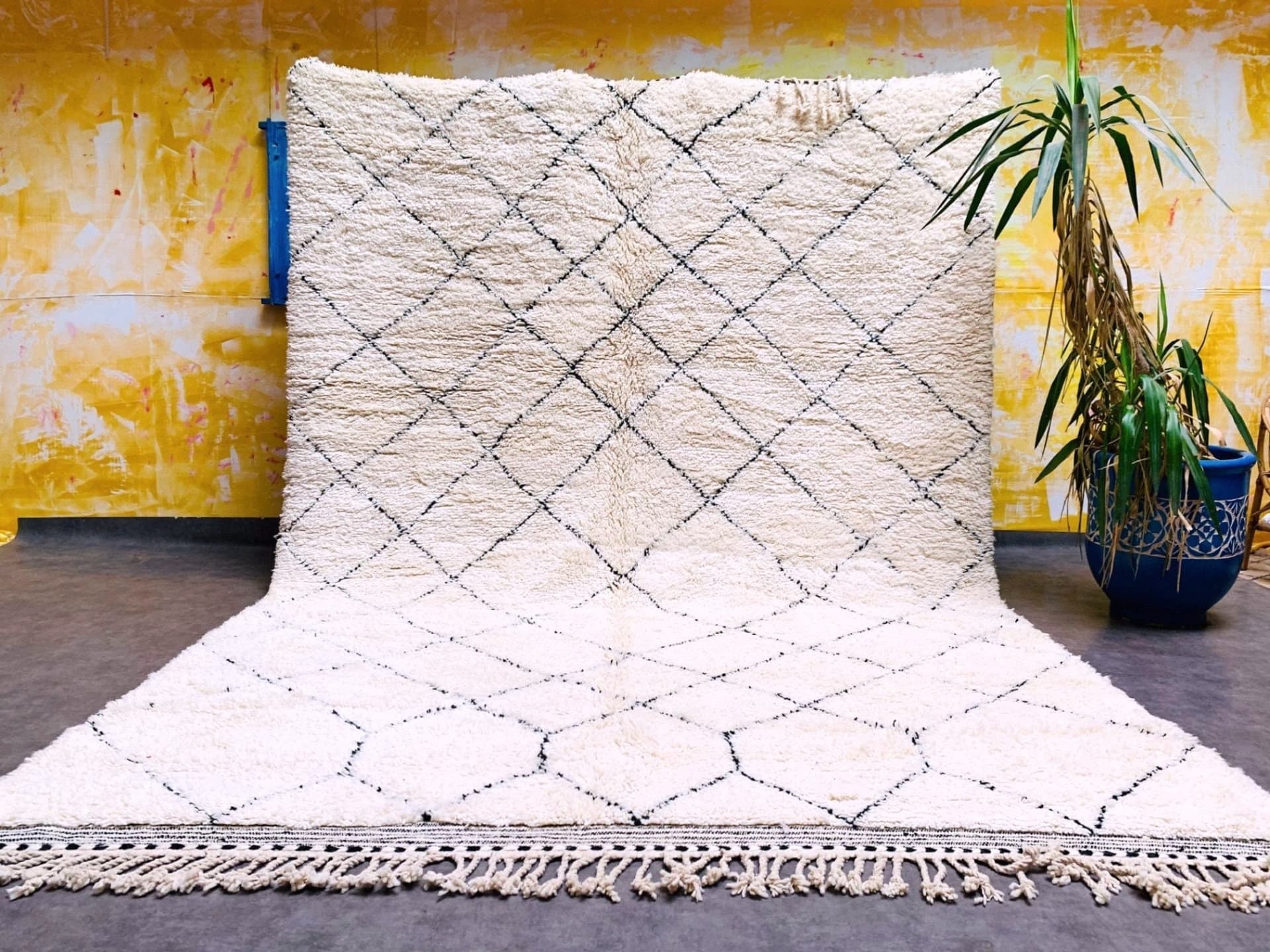 Neutral Crosshatch Beni Ourain Rug