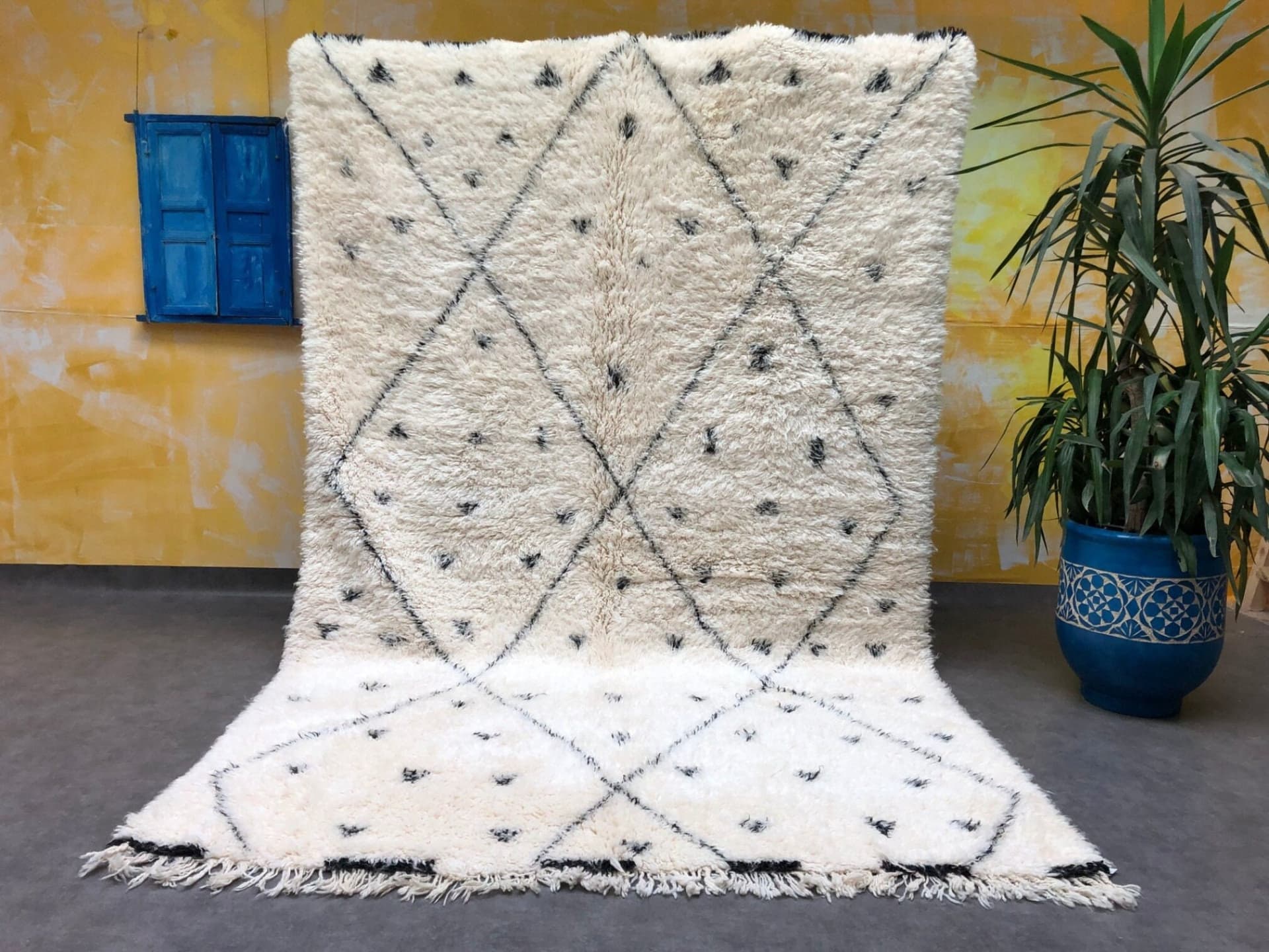 Ivory Speckled Diamond Beni Ourain Rug