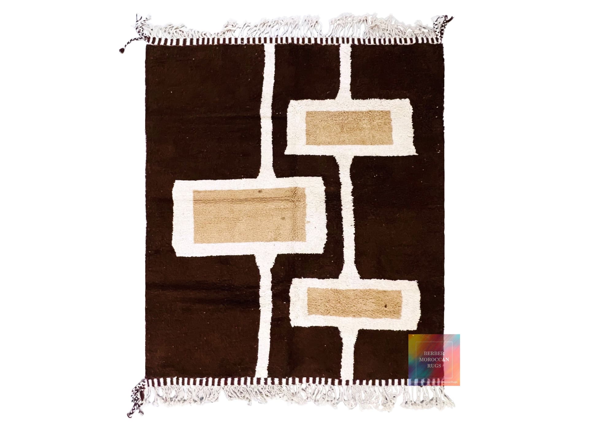Brown Geometric Beni Ourain Rug