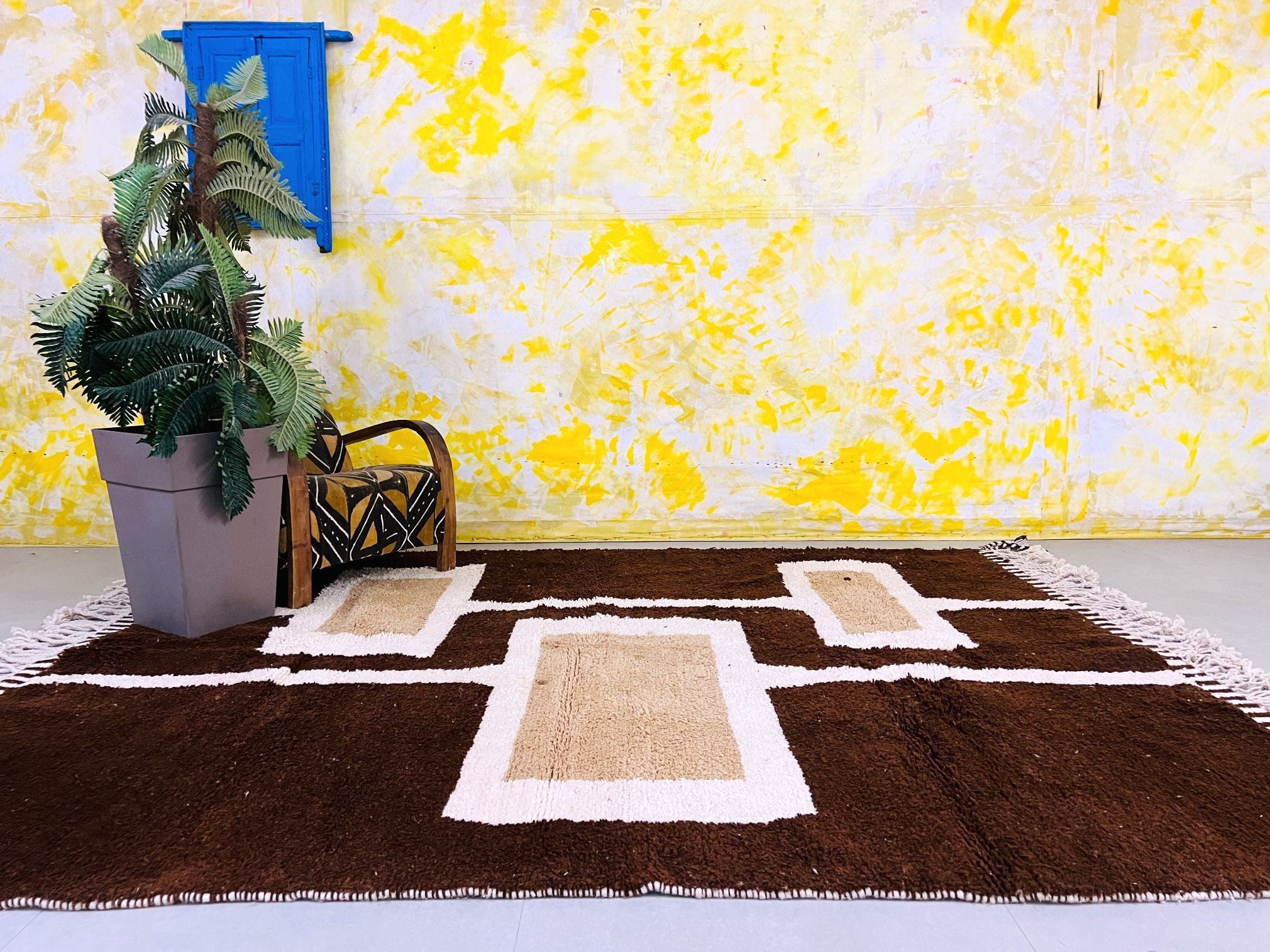 Brown Geometric Beni Ourain Rug