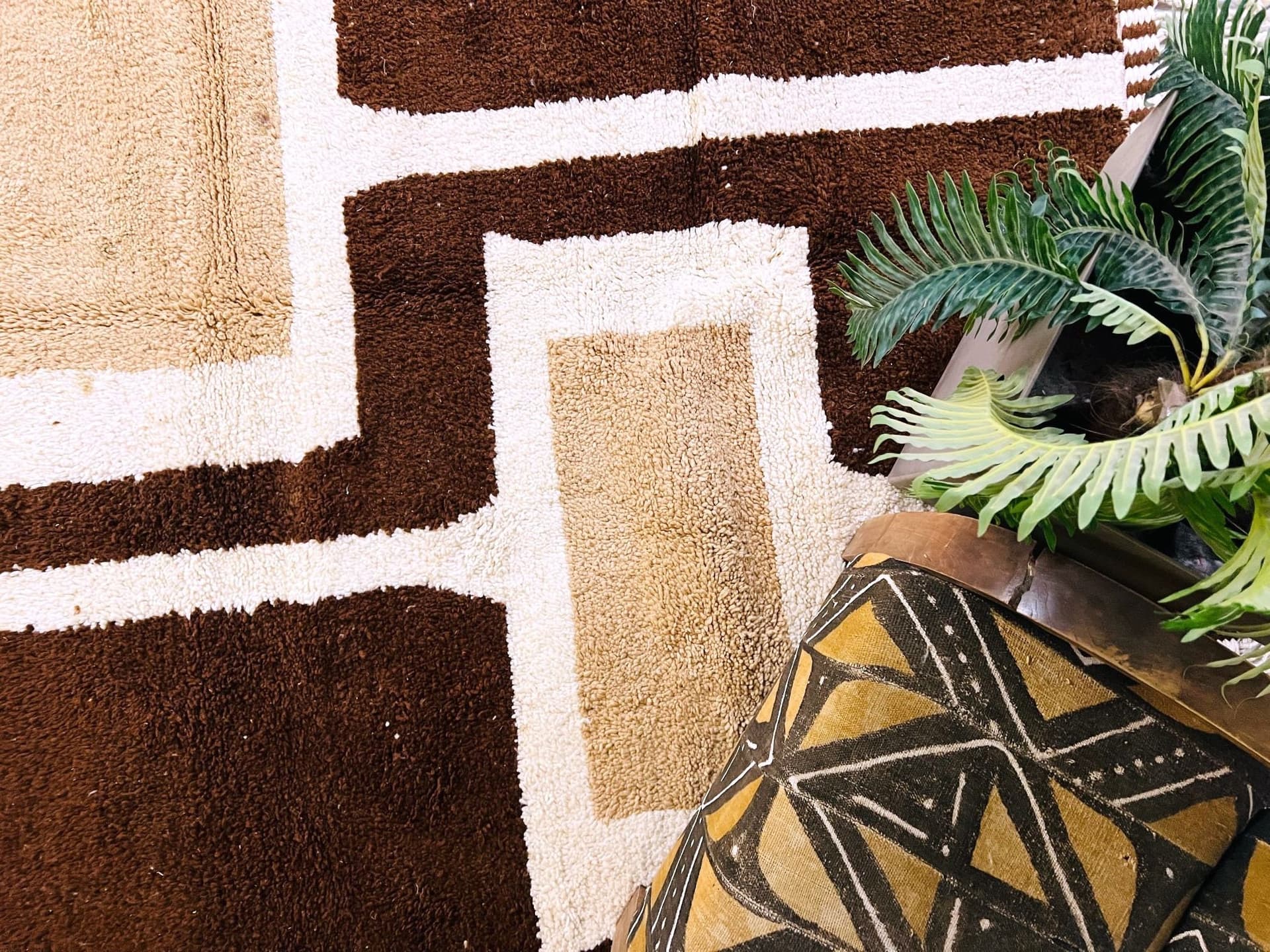 Brown Geometric Beni Ourain Rug