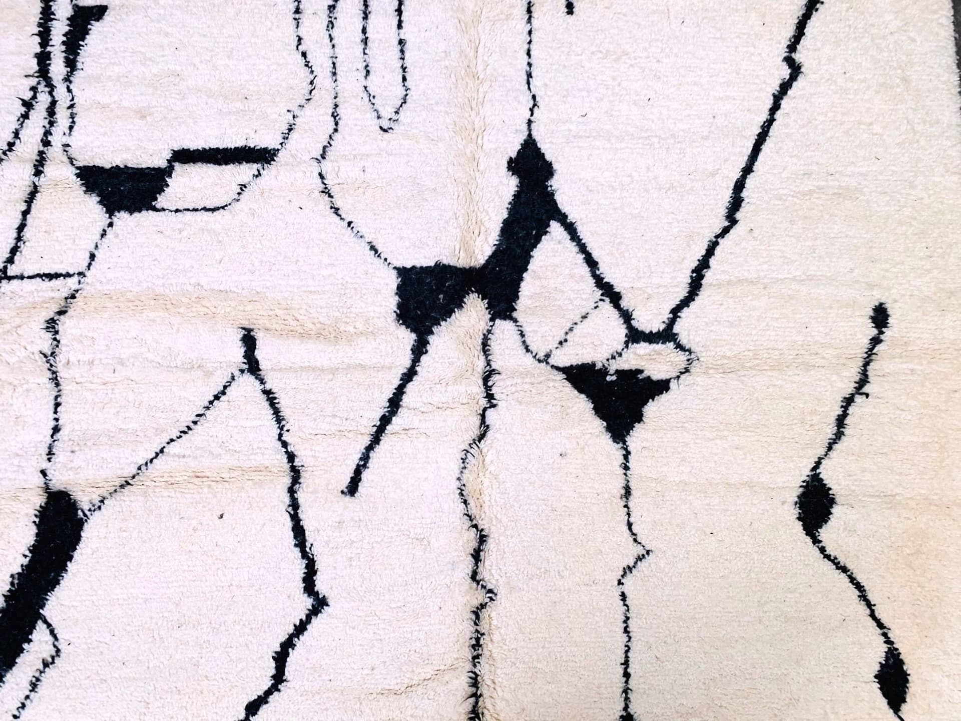 Ivory Black Angular Beni Ourain Rug