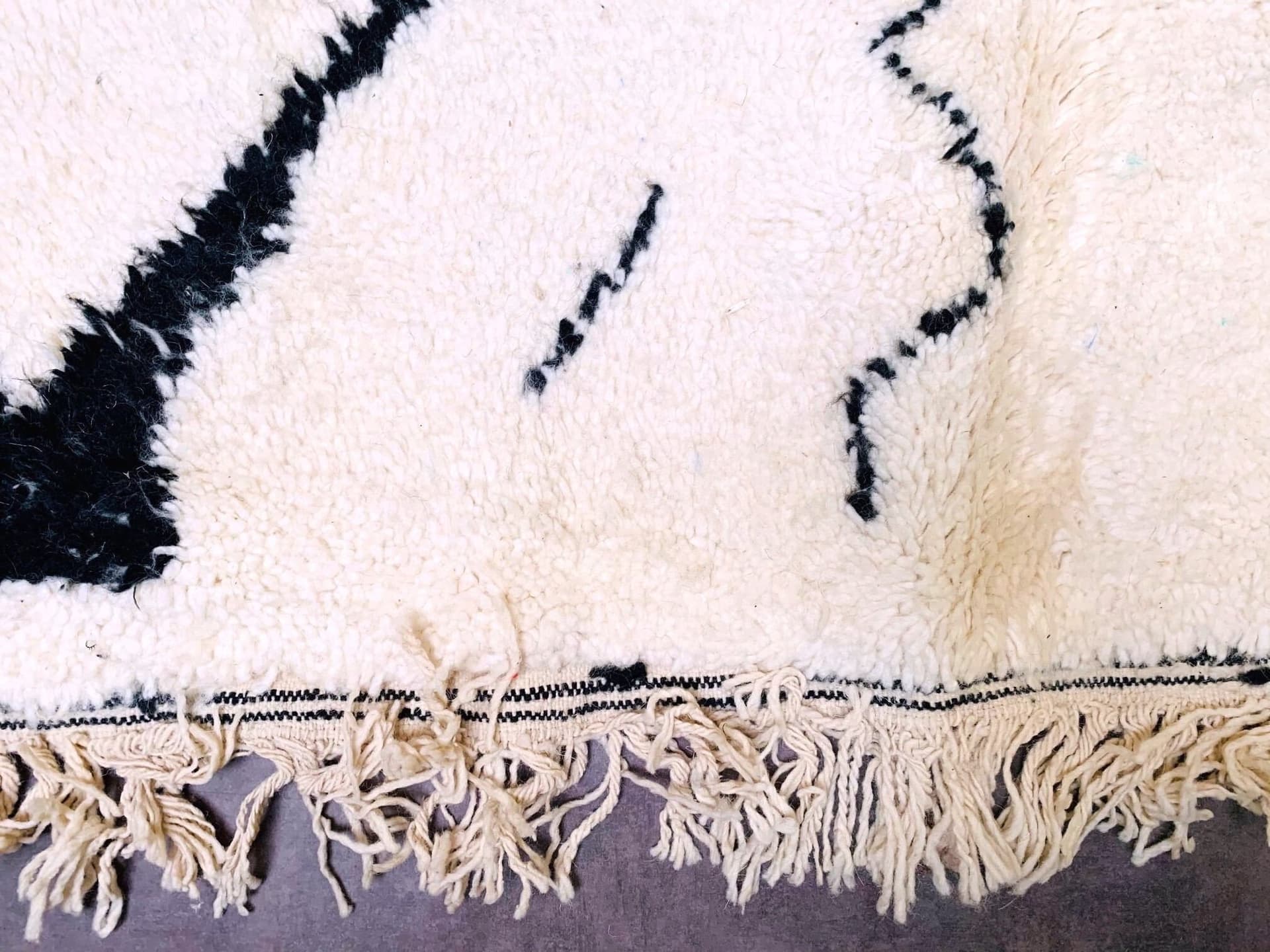 Ivory Black Angular Beni Ourain Rug