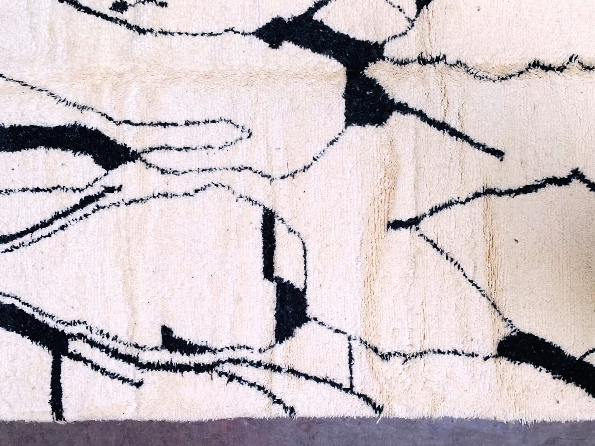 Ivory Black Angular Beni Ourain Rug