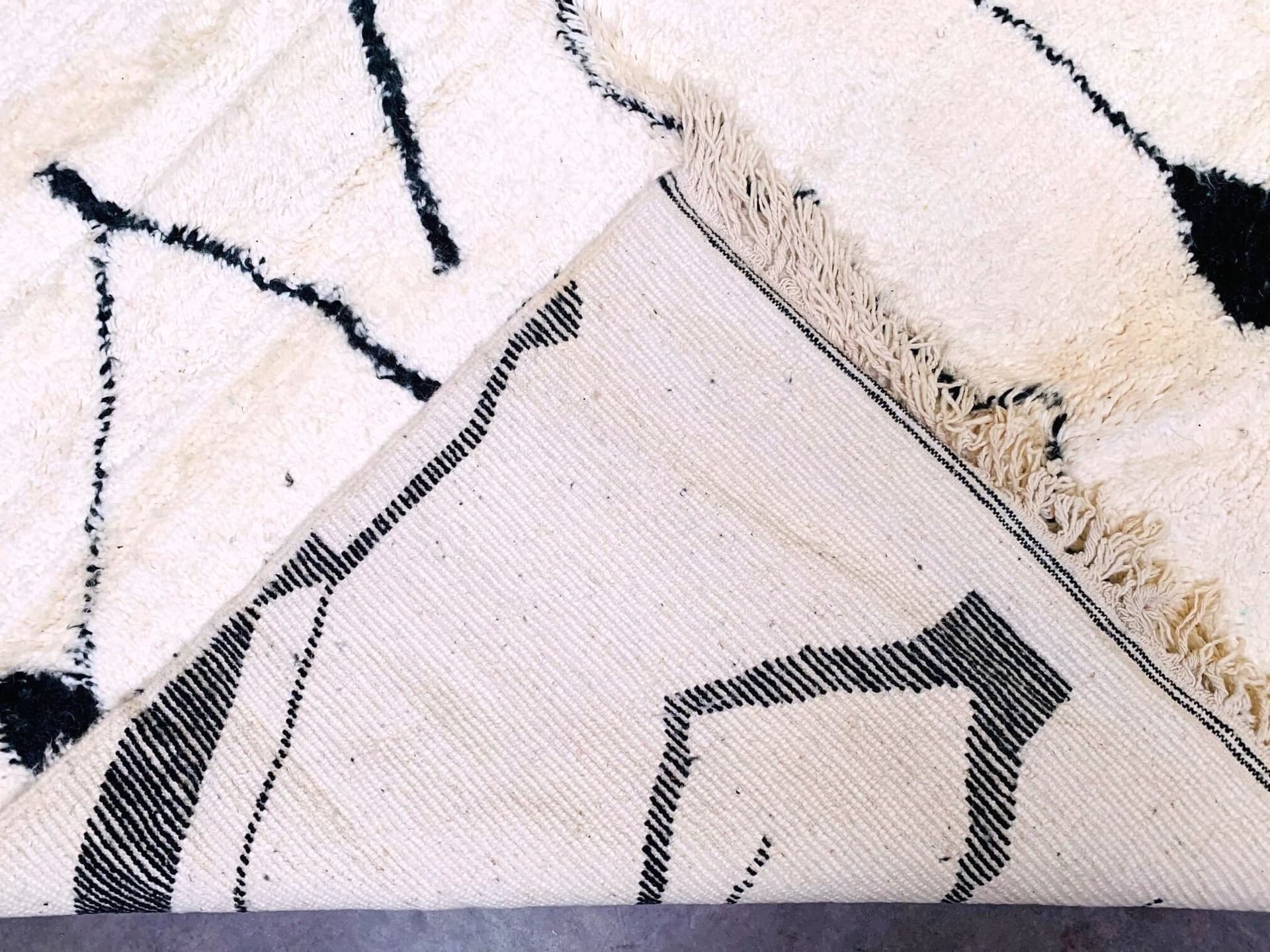 Ivory Black Angular Beni Ourain Rug