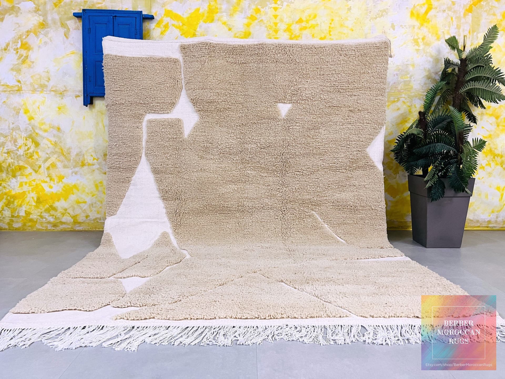 Ivory Abstract Beni Ourain Rug