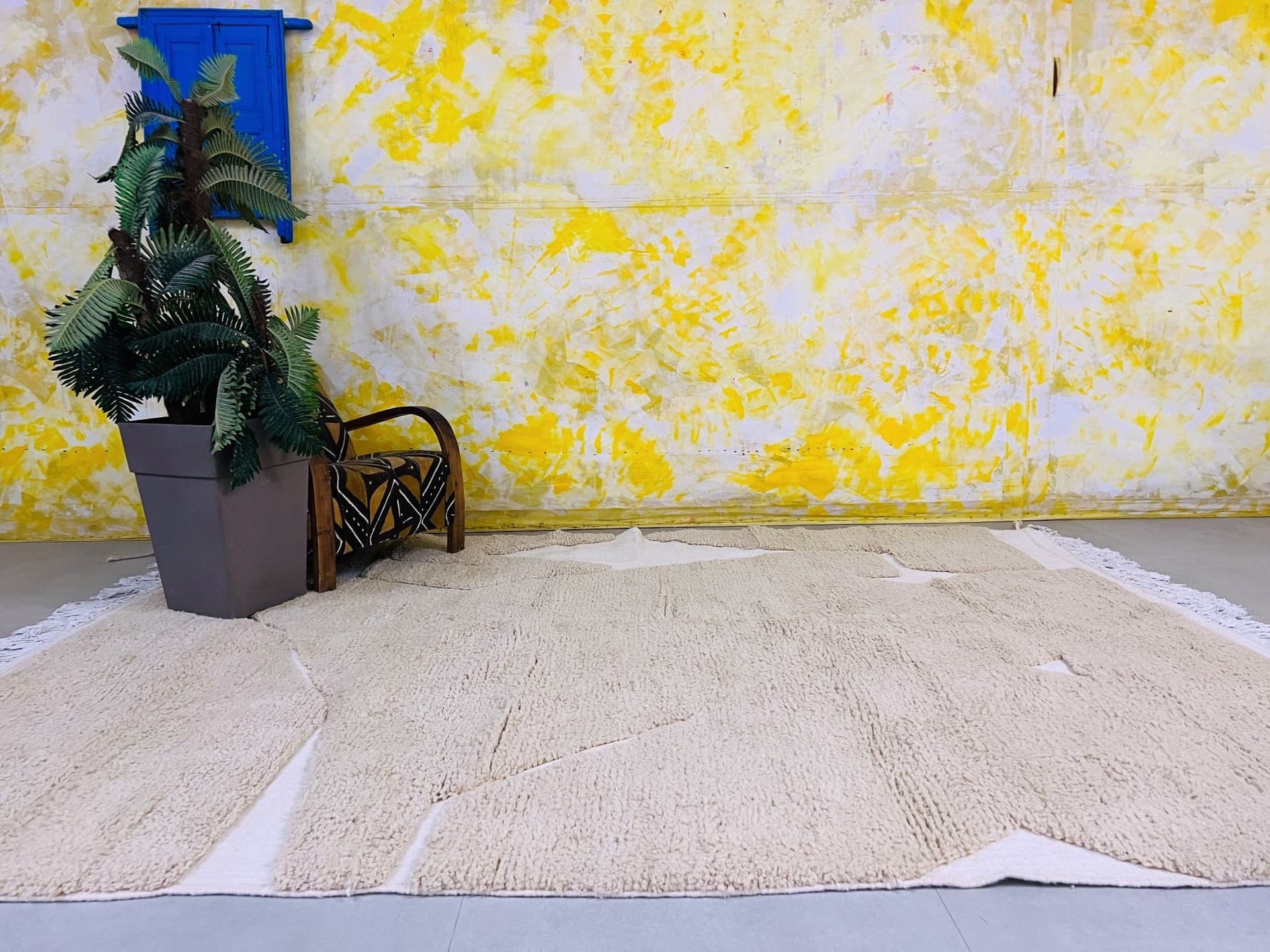 Ivory Abstract Beni Ourain Rug