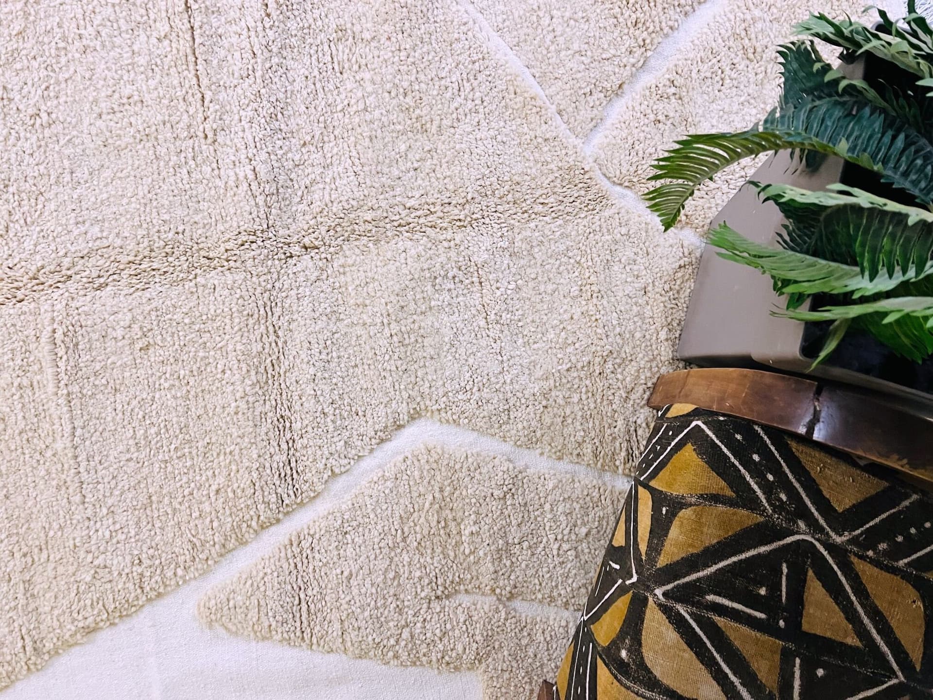 Ivory Abstract Beni Ourain Rug