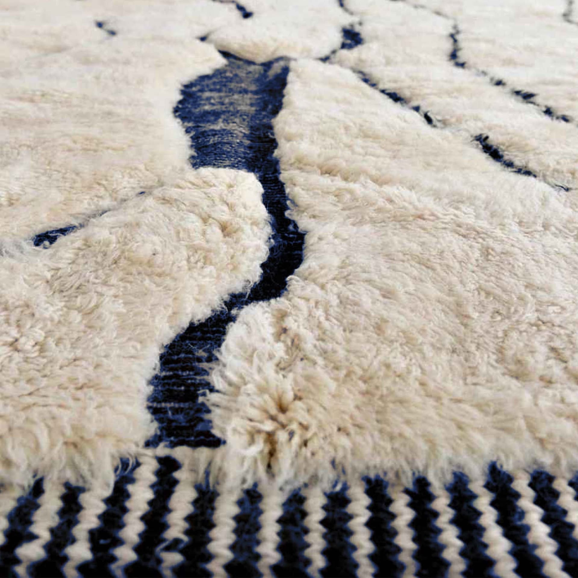 Ivory Navy Abstract Beni Ourain Rug