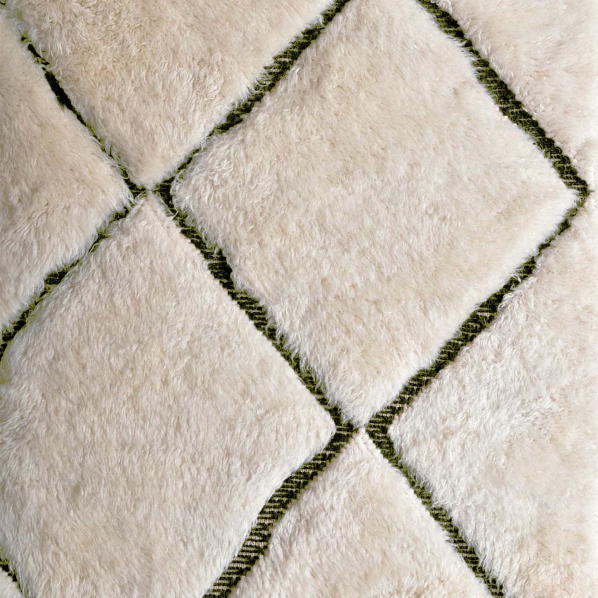 Moroccan Rug Beni Ourain 7x10 Wool Cream Ivory Olive Green Minimalist Living Room