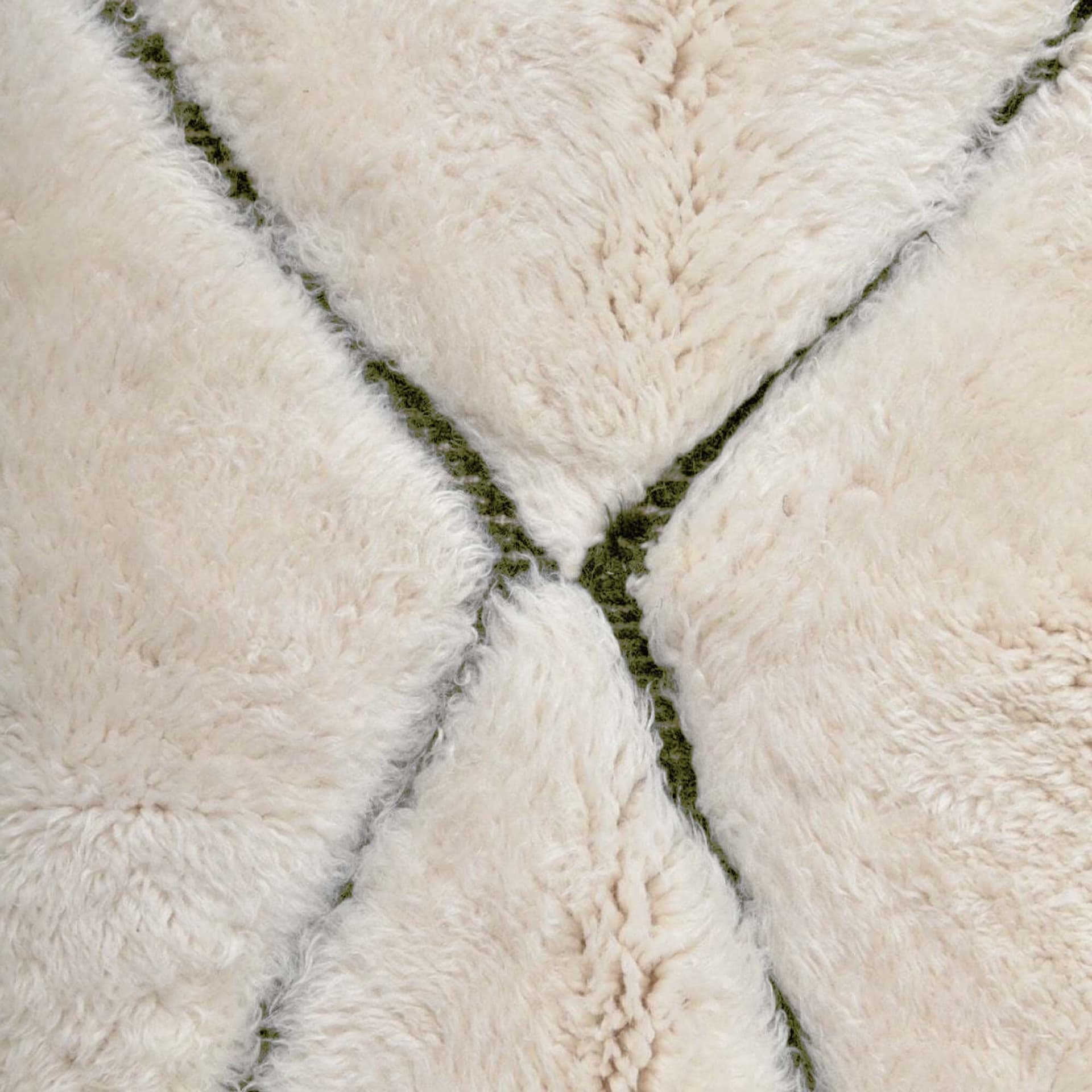 Moroccan Rug Beni Ourain 7x10 Wool Cream Ivory Olive Green Minimalist Living Room
