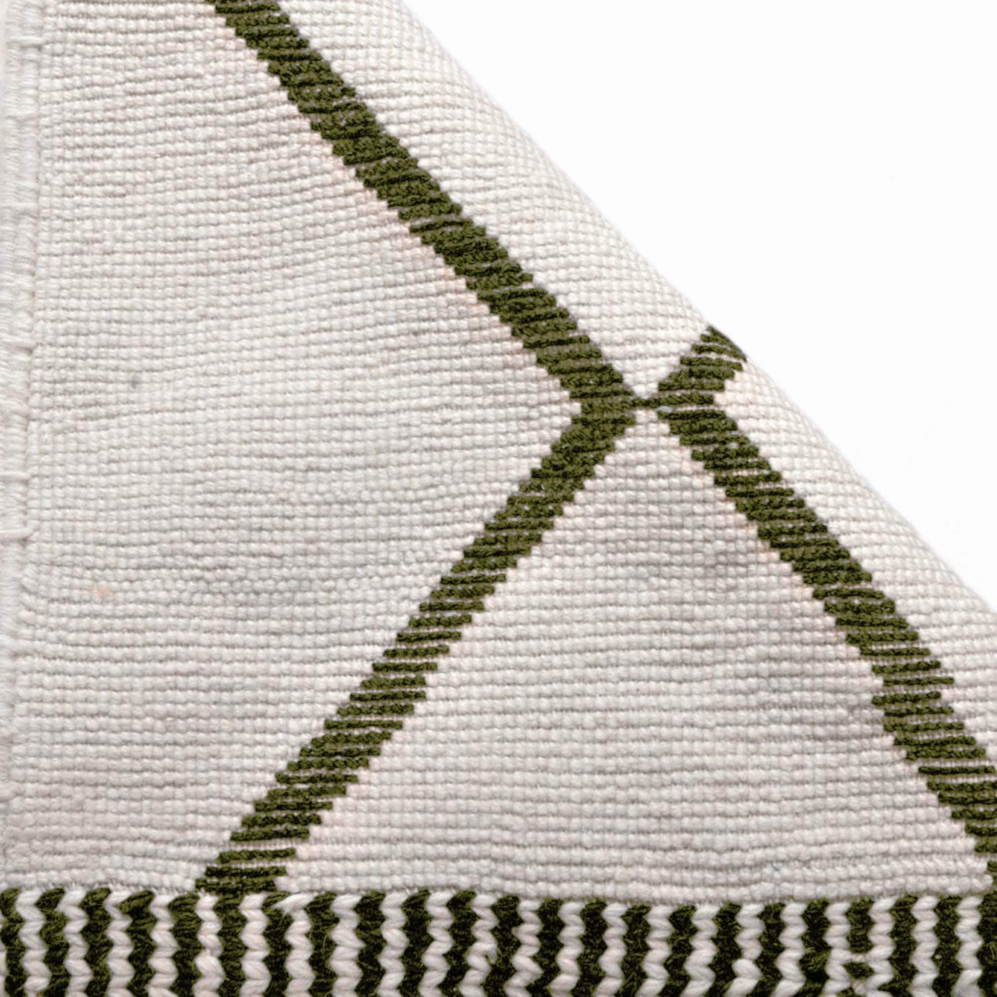 Moroccan Rug Beni Ourain 7x10 Wool Cream Ivory Olive Green Minimalist Living Room