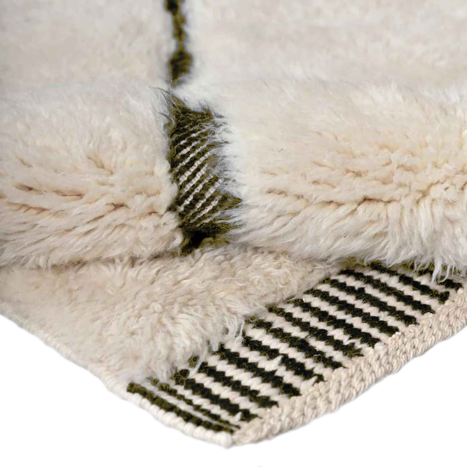 Moroccan Rug Beni Ourain 7x10 Wool Ivory Olive Green Minimalist Living Room Berber