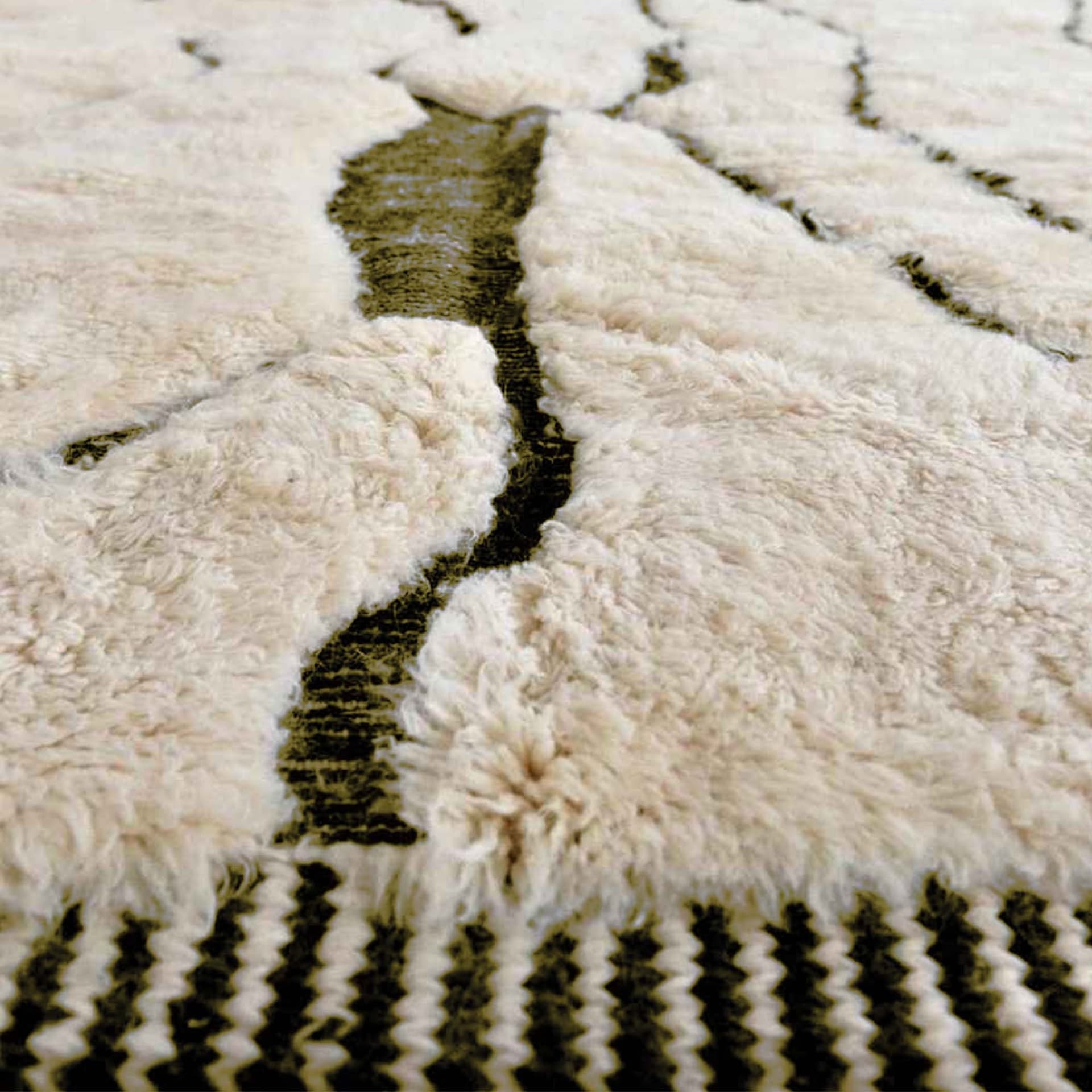 Moroccan Rug Beni Ourain 7x10 Wool Ivory Olive Green Minimalist Living Room Berber