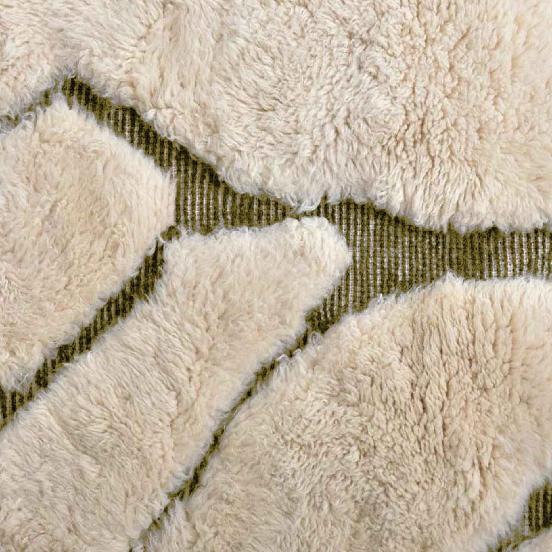 Moroccan Rug Beni Ourain 7x10 Wool Ivory Olive Green Minimalist Living Room Berber
