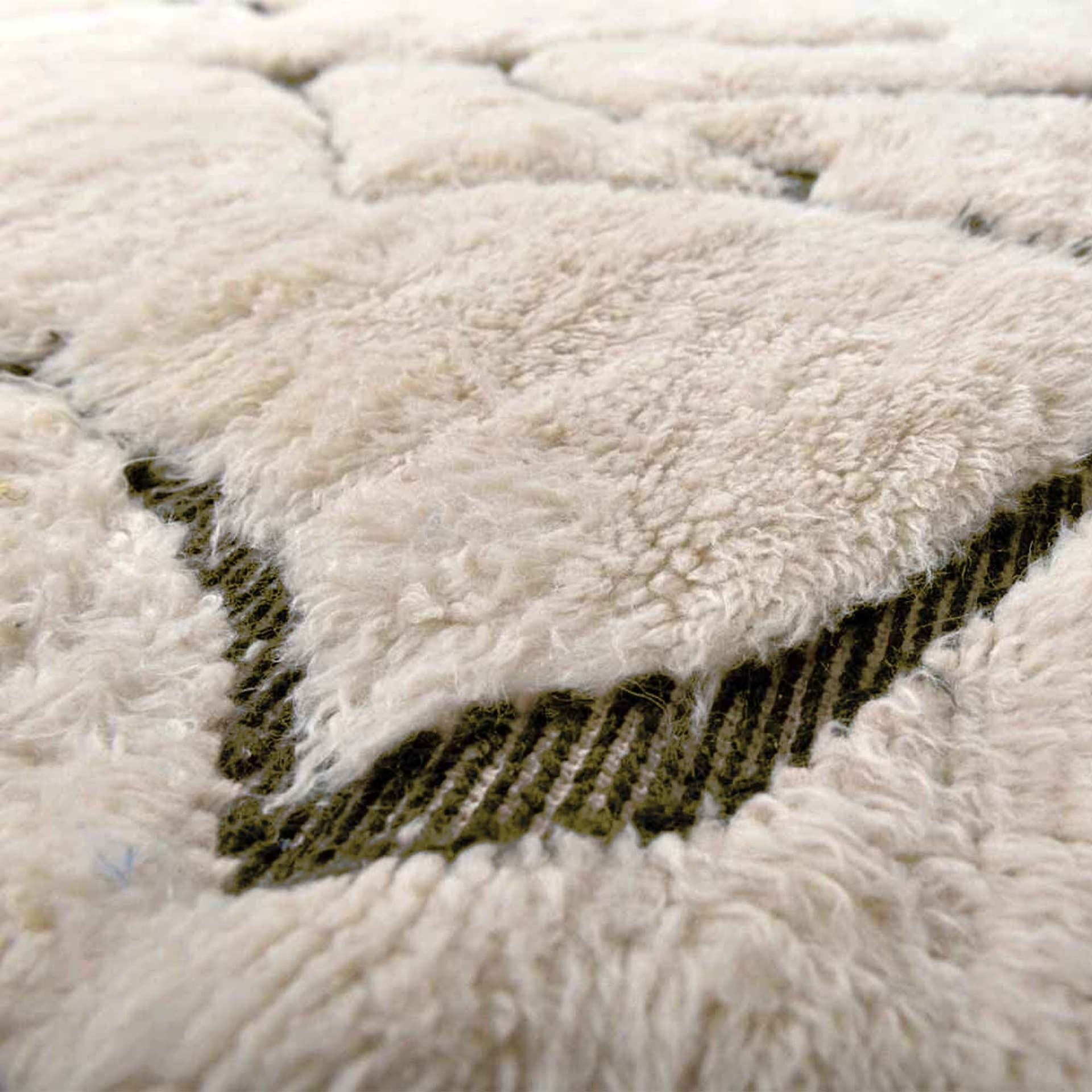 Moroccan Rug Beni Ourain 7x10 Wool Ivory Olive Green Minimalist Living Room Berber