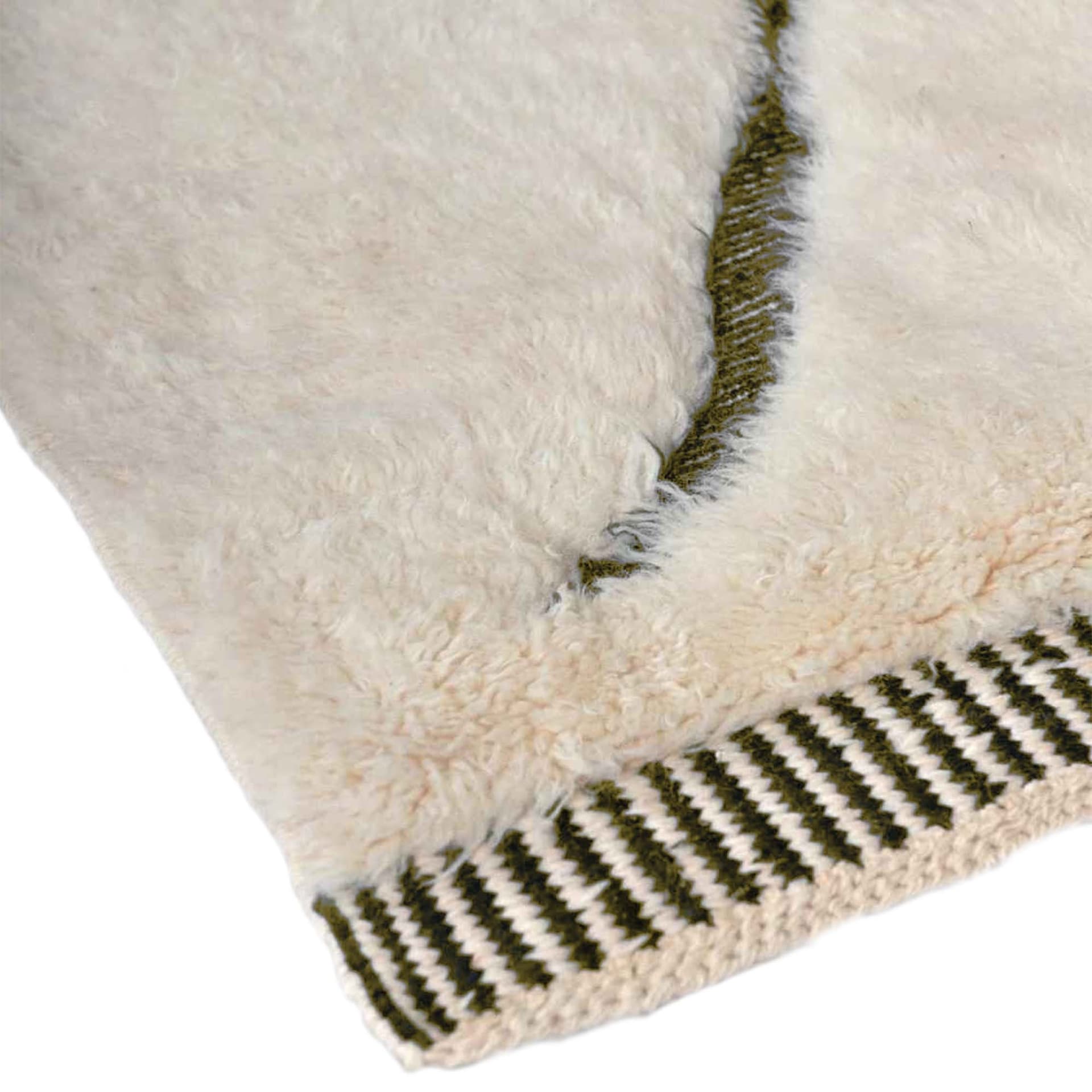 Moroccan Rug Beni Ourain 7x10 Wool Ivory Olive Green Minimalist Living Room Berber